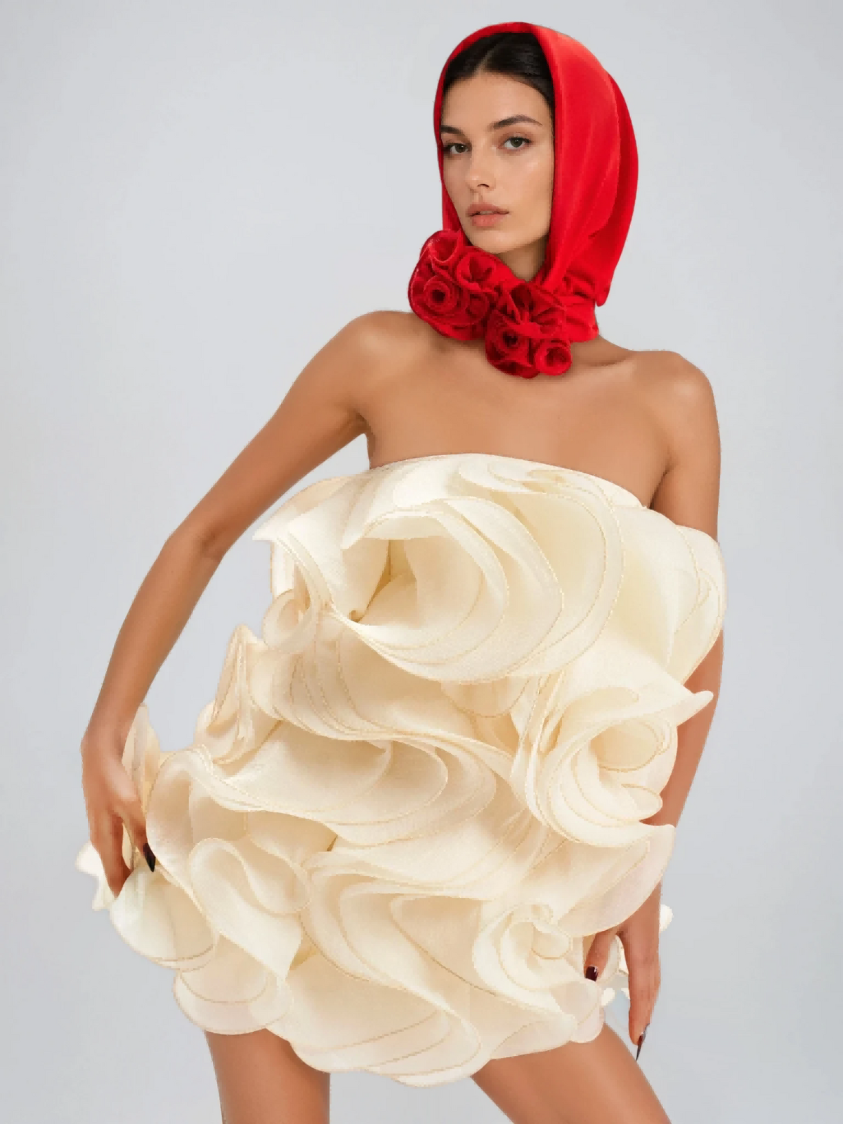 Eldrak Strapless Curly Mini Dress
