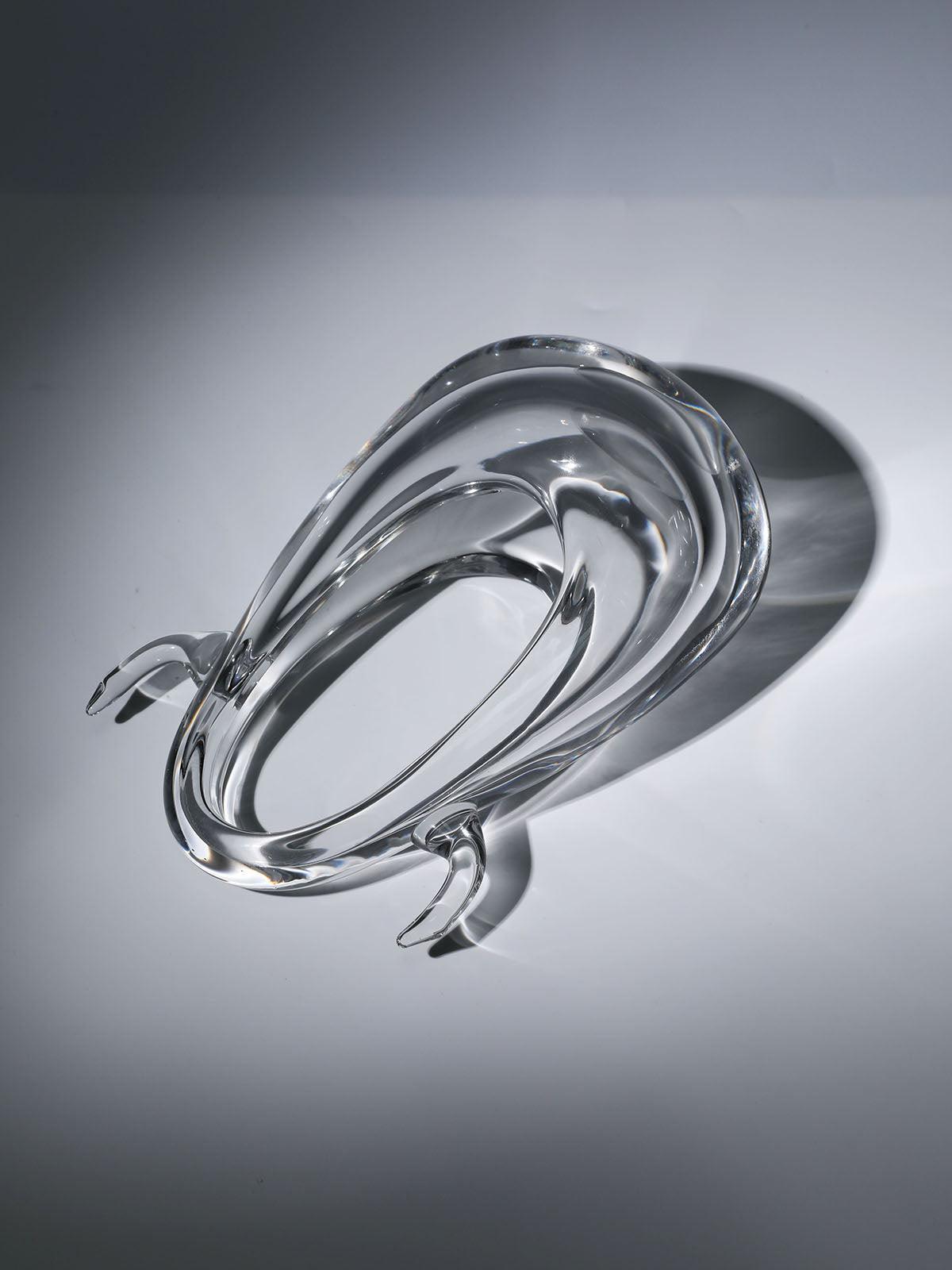 Top view of the Elvira Clear Glass Bag, highlighting its spacious interior and elegant design for organized style.