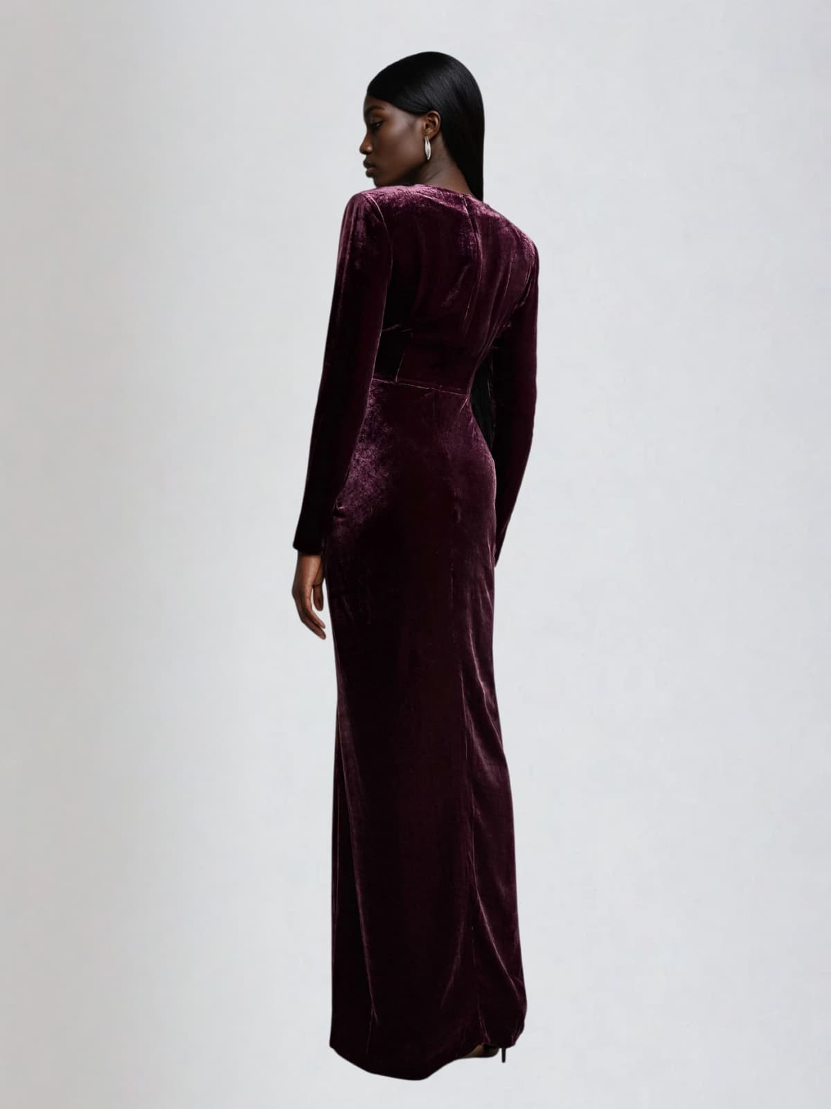 Encodex Plunge Neck Split Maxi Dress