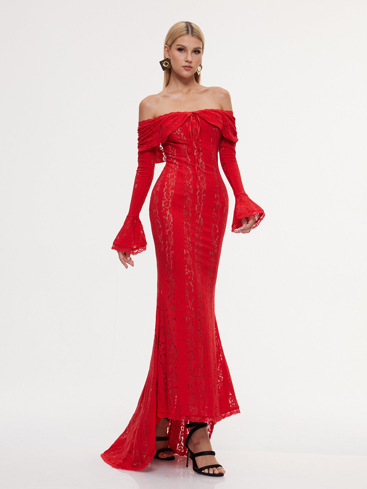 Entropia Off Shoulder Lace Maxi Dress