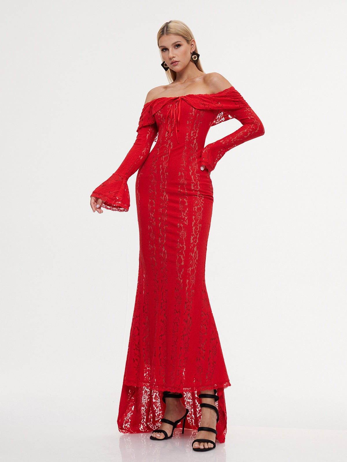 Entropia Off Shoulder Lace Maxi Dress