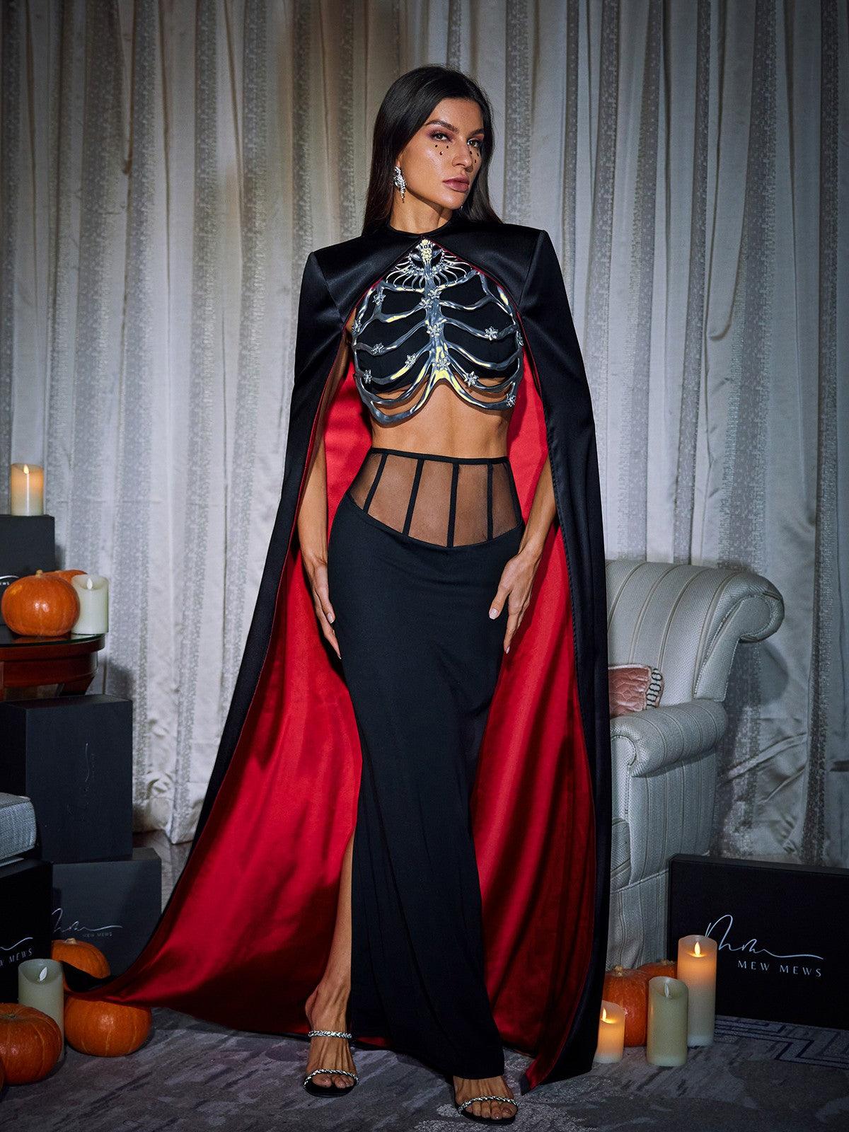 Esther Cape Skirt Three Piece Set featuring stylish cape and comfortable fabric.