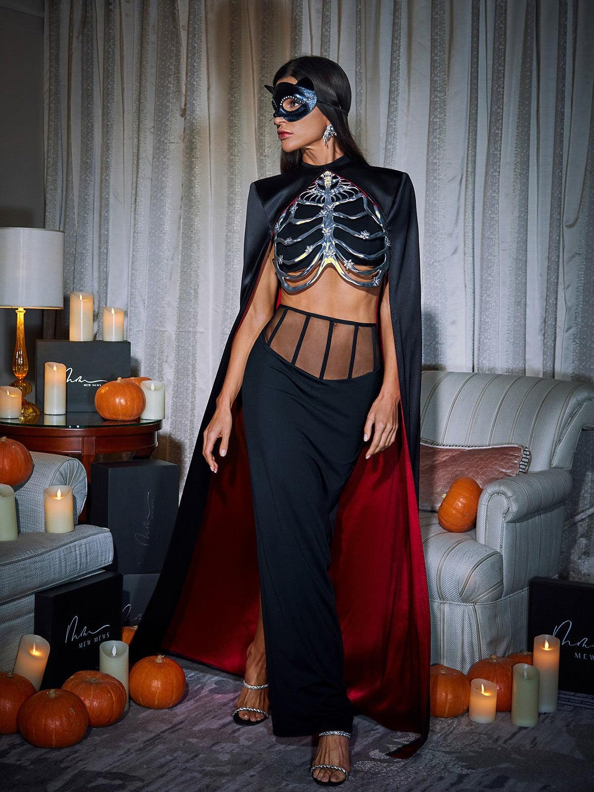 Esther Cape Skirt Three Piece Set featuring stylish cape and comfortable fabric.