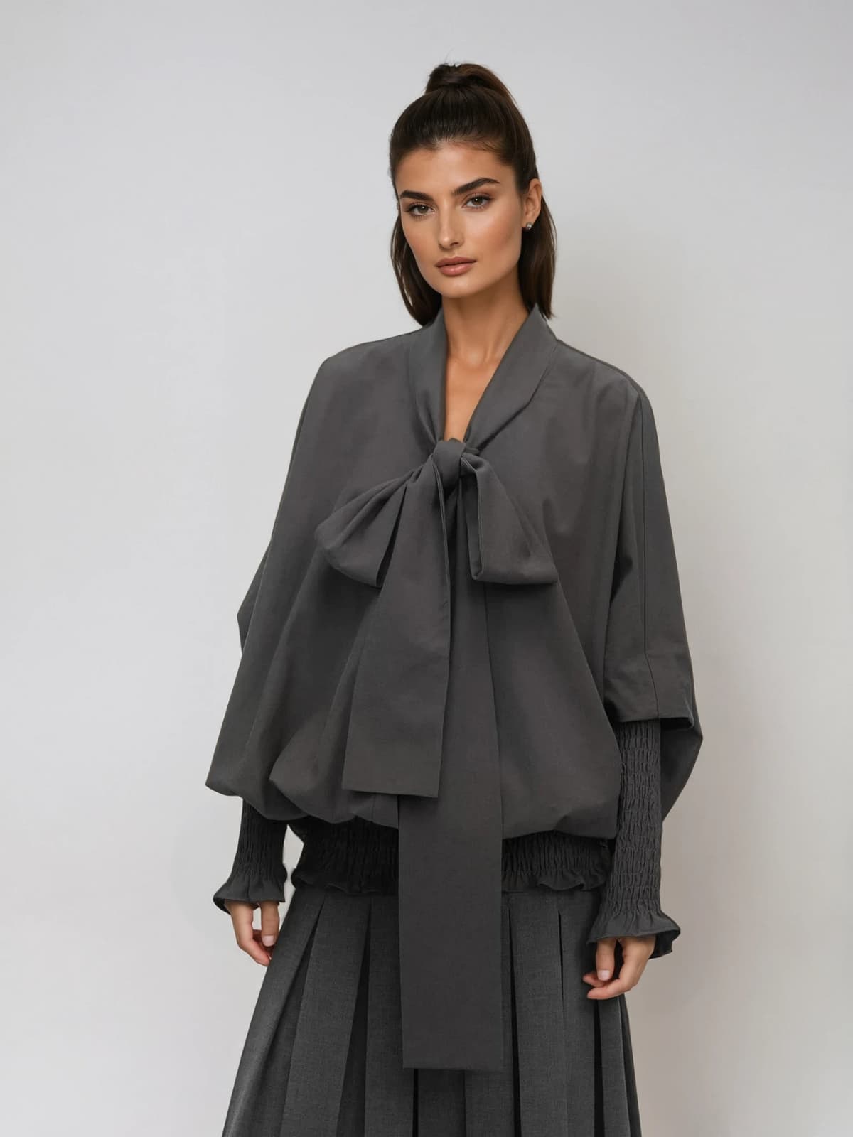 Etheria Tie Up Balloon Sleeve Top