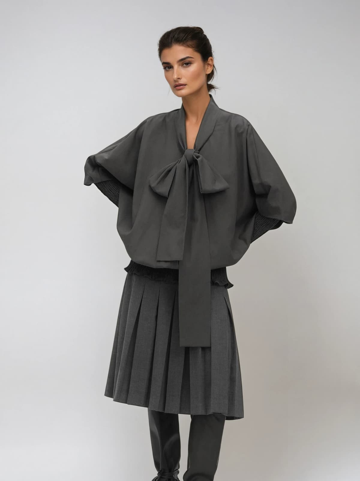 Etheria Tie Up Balloon Sleeve Top