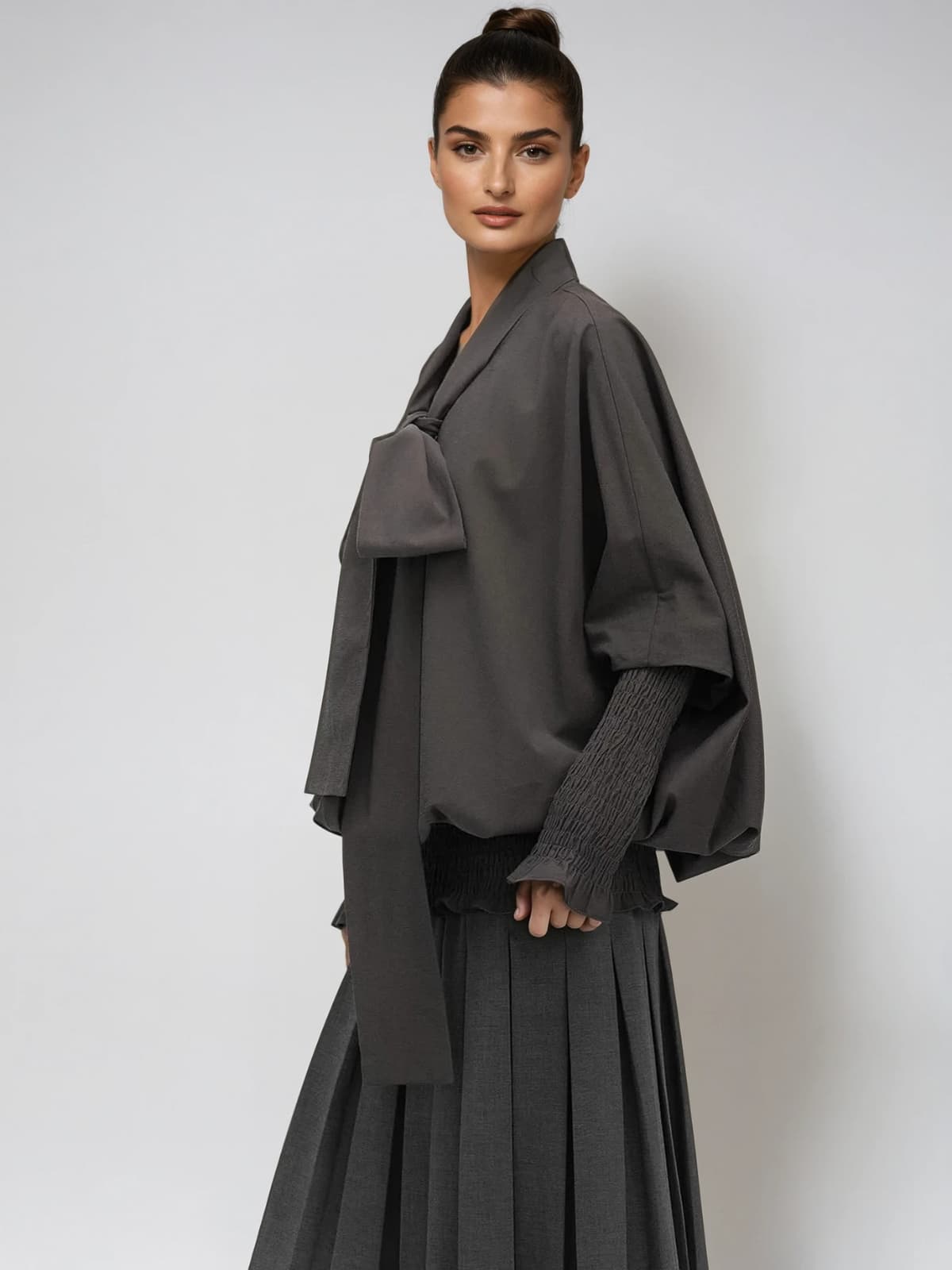 Etheria Tie Up Balloon Sleeve Top