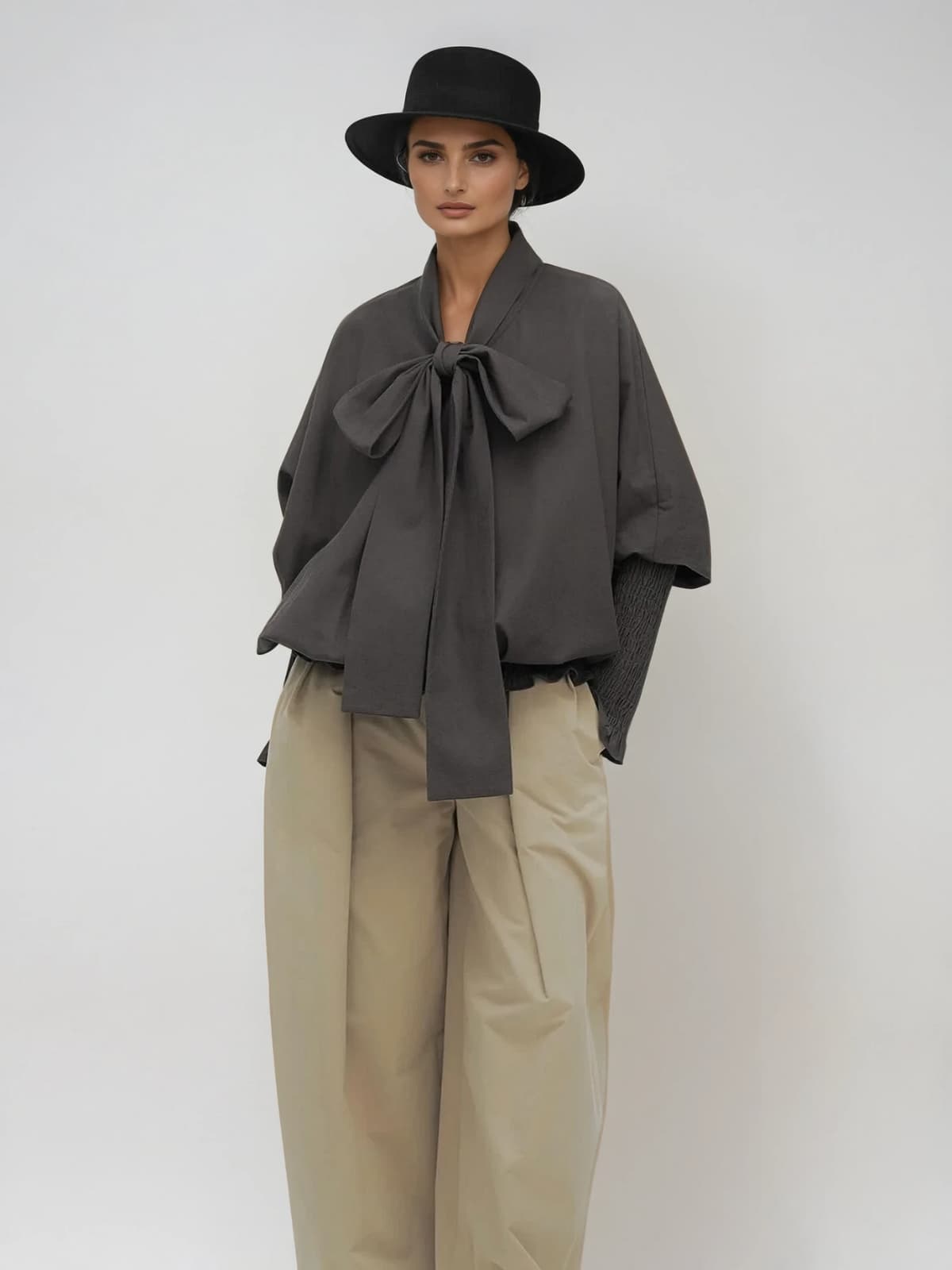 Etheria Tie Up Balloon Sleeve Top