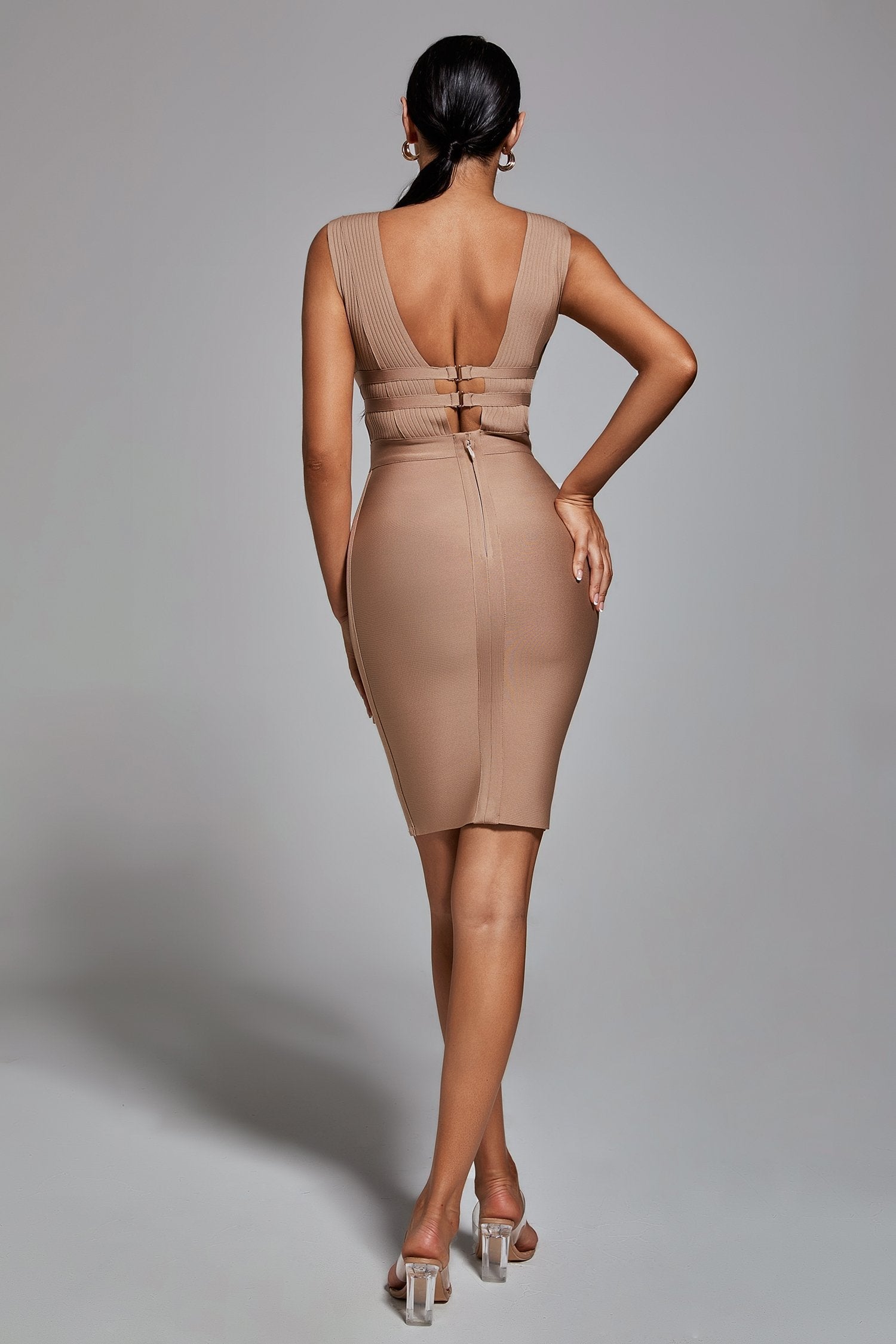 Careiga V Neck Bandage Party Dress