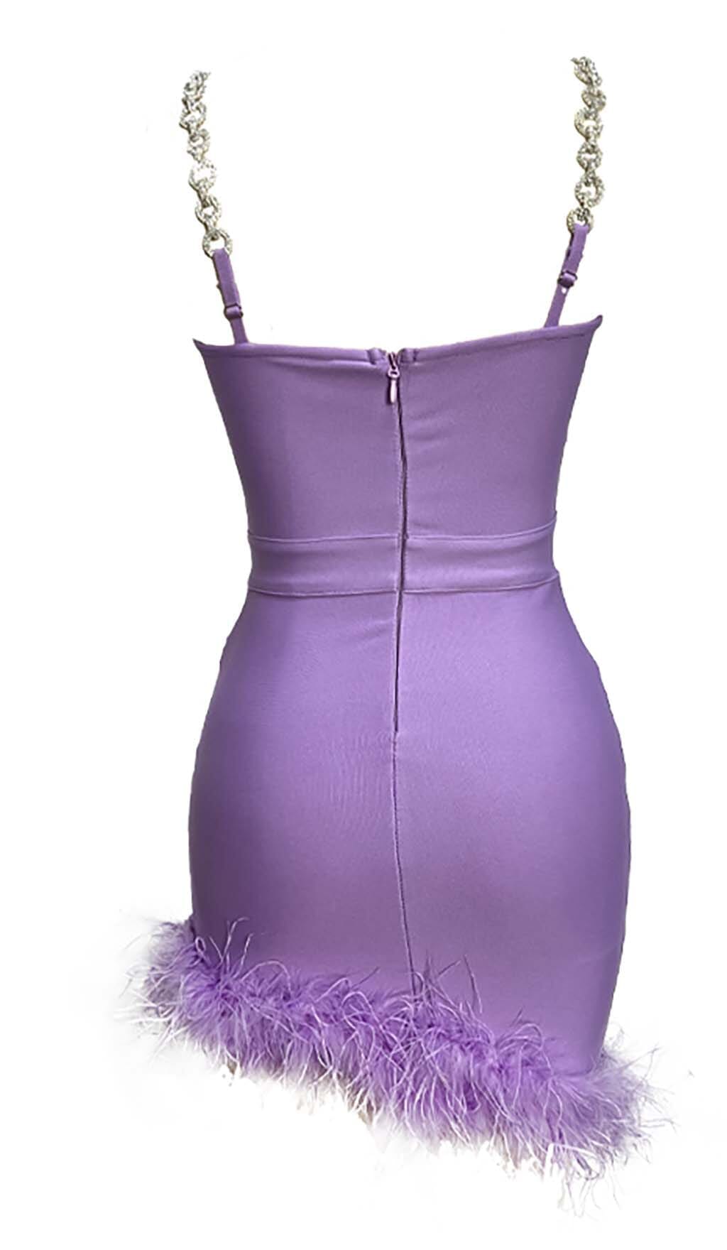 Metal Strap Feather Bandage Dress