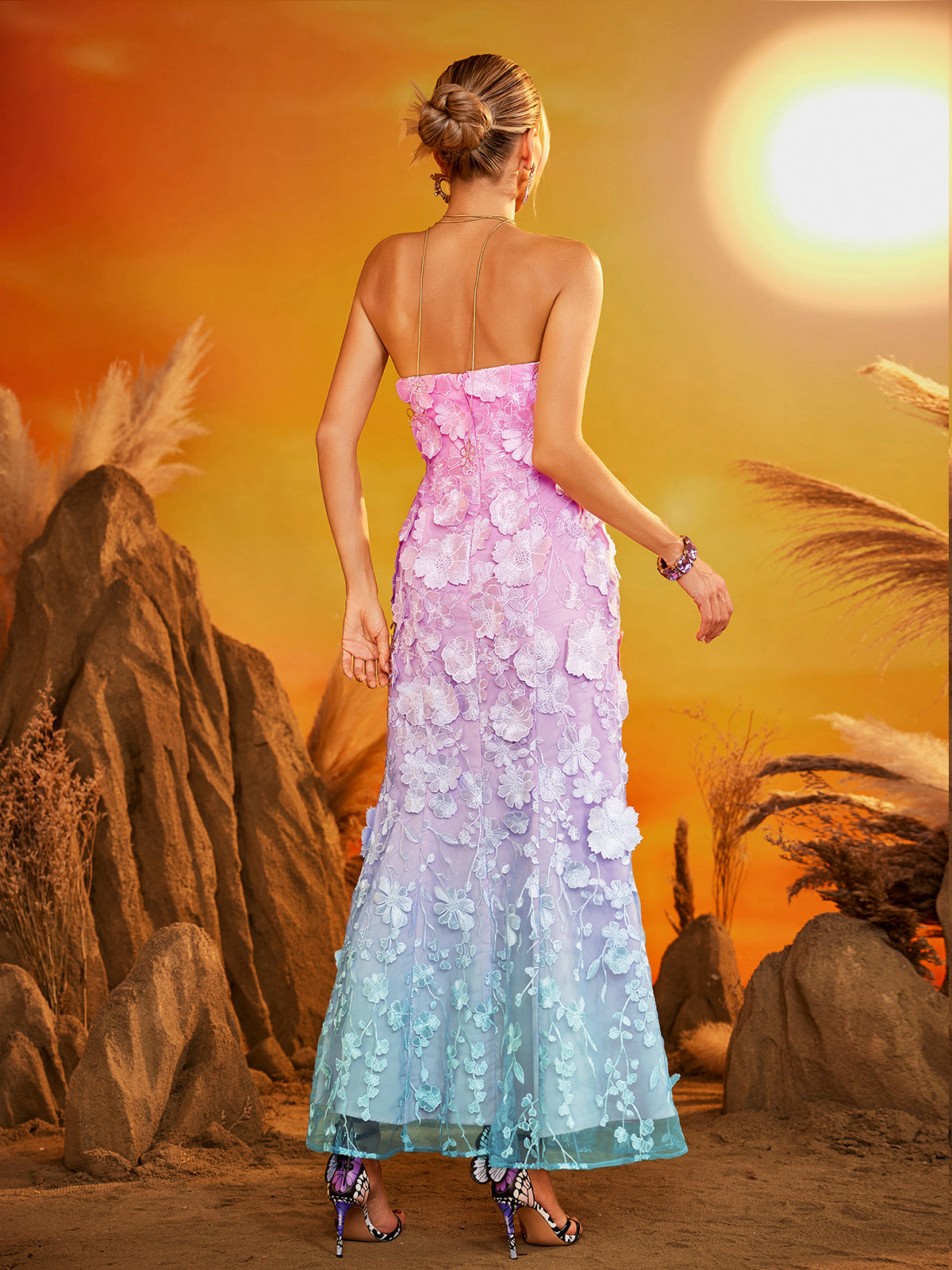 Fexara Strapless Floral Maxi Dress