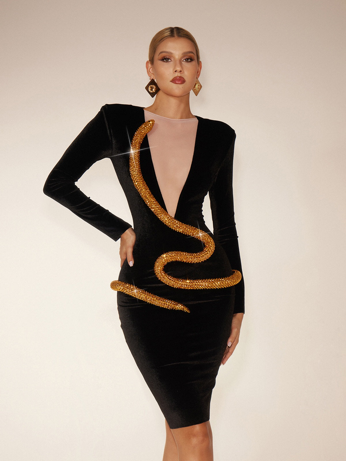 Filmor Diamond Snake Velvet Mini Dress