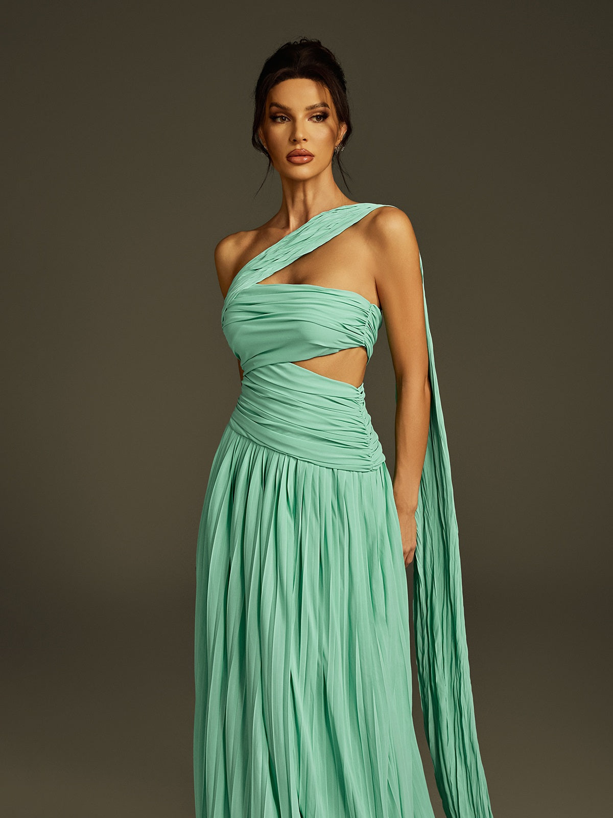 Finnegan One Shoulder Cutout Split Maxi Dress