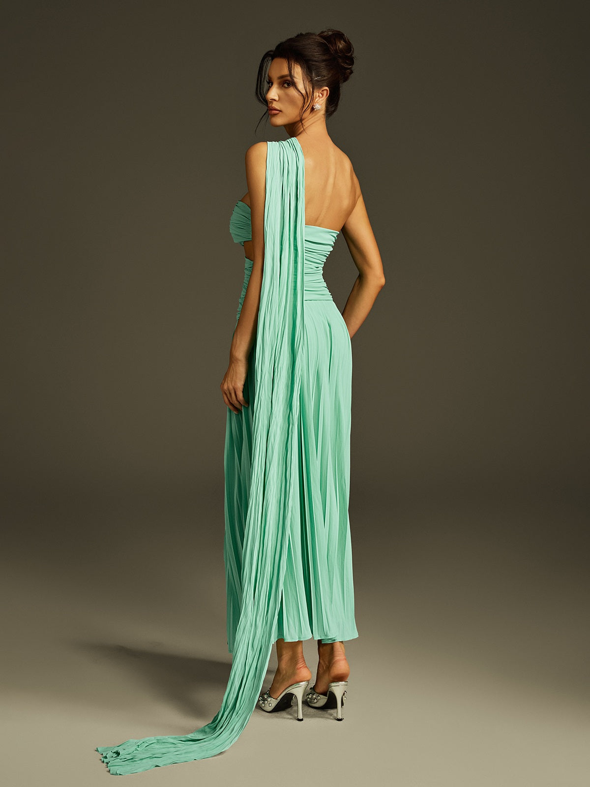 Finnegan One Shoulder Cutout Split Maxi Dress