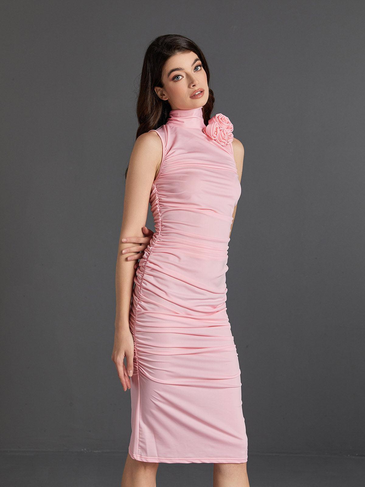 Back view of the Fionnuala Midi Dress, demonstrating the stylish fit and flow ideal for special occasions.