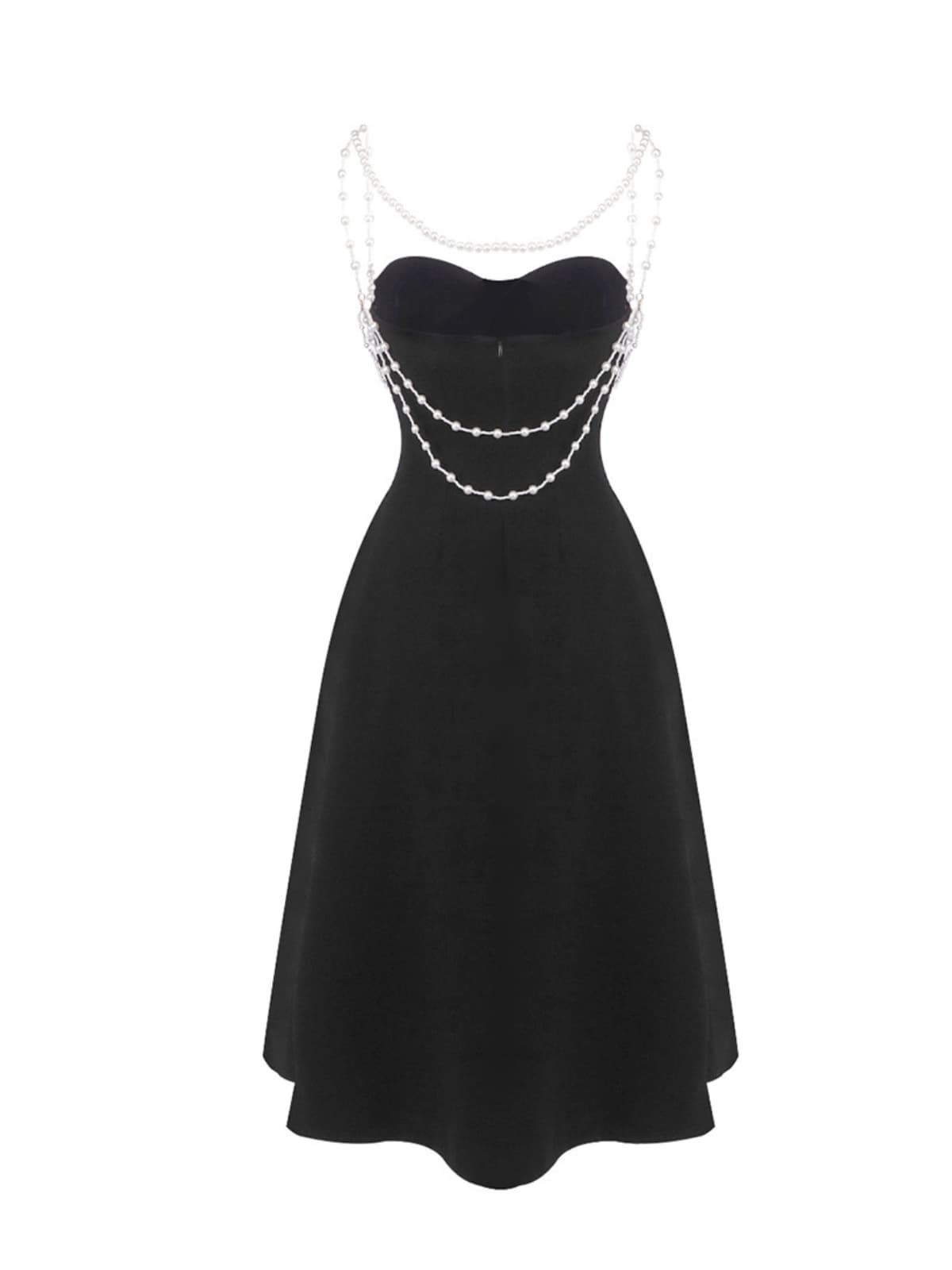 Fioritar Spaghetti Pearl Chain Bandage Midi Dress