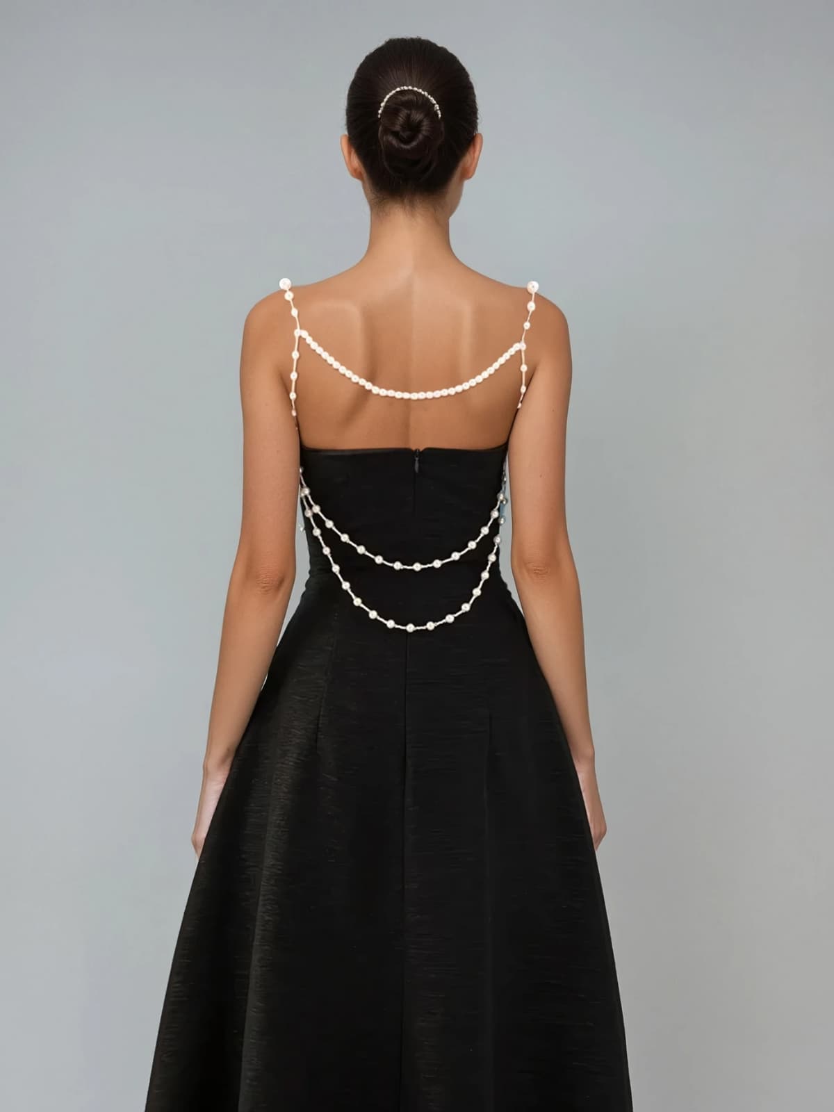 Fioritar Spaghetti Pearl Chain Bandage Midi Dress