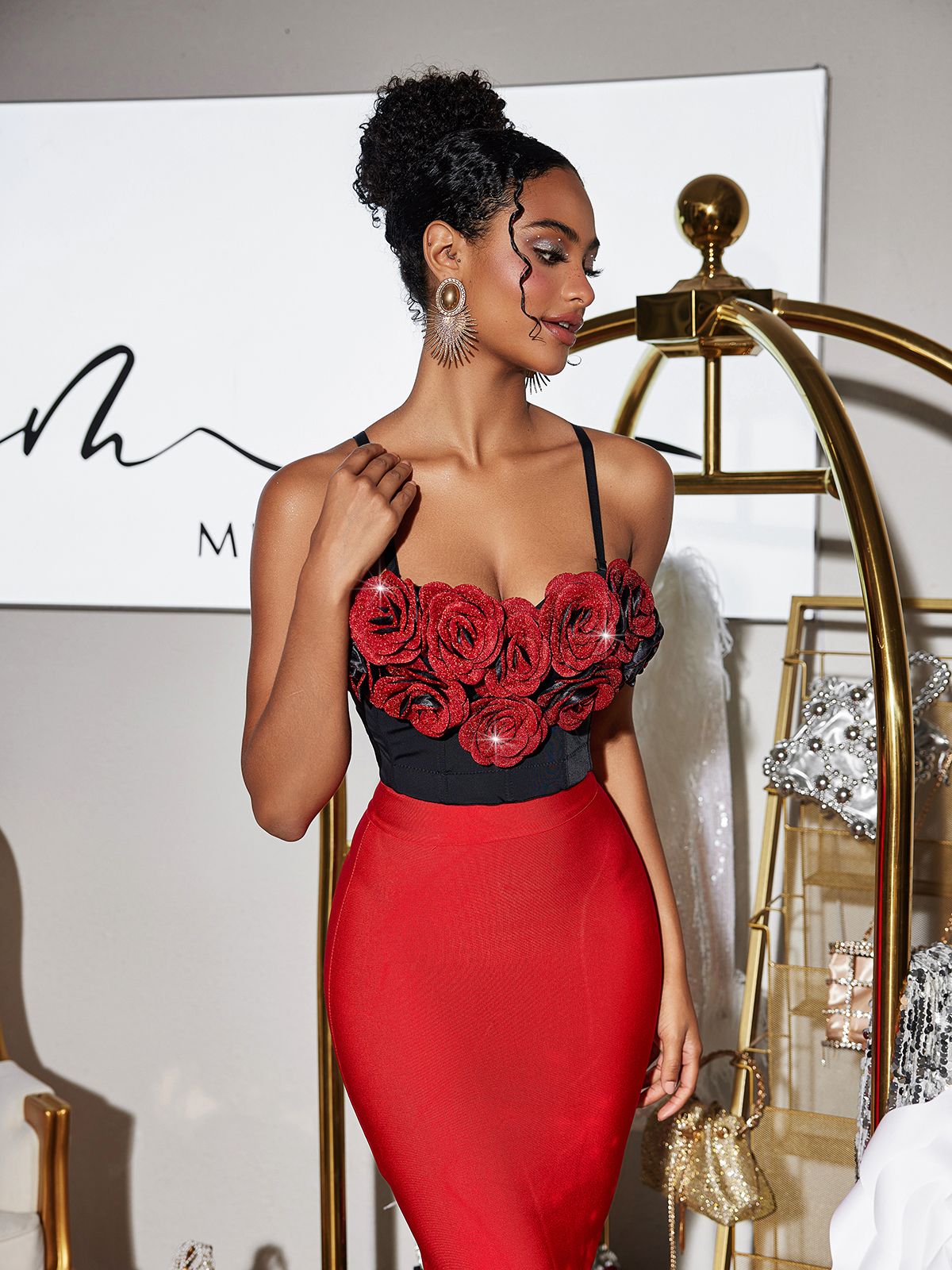 Fivika Spaghetti Flower Bustier Top