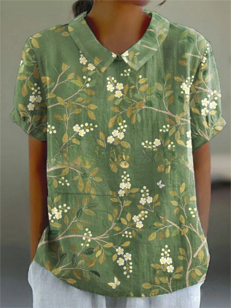 Stephanie - Collared Short Sleeve Blouse