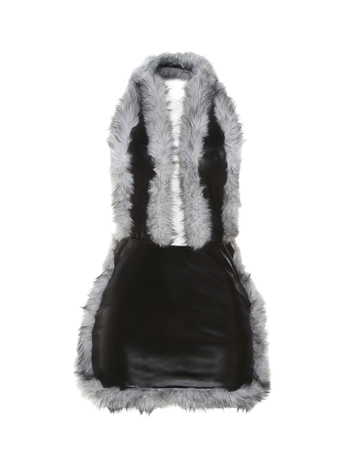 Fractara Backless Leather Mini Dress