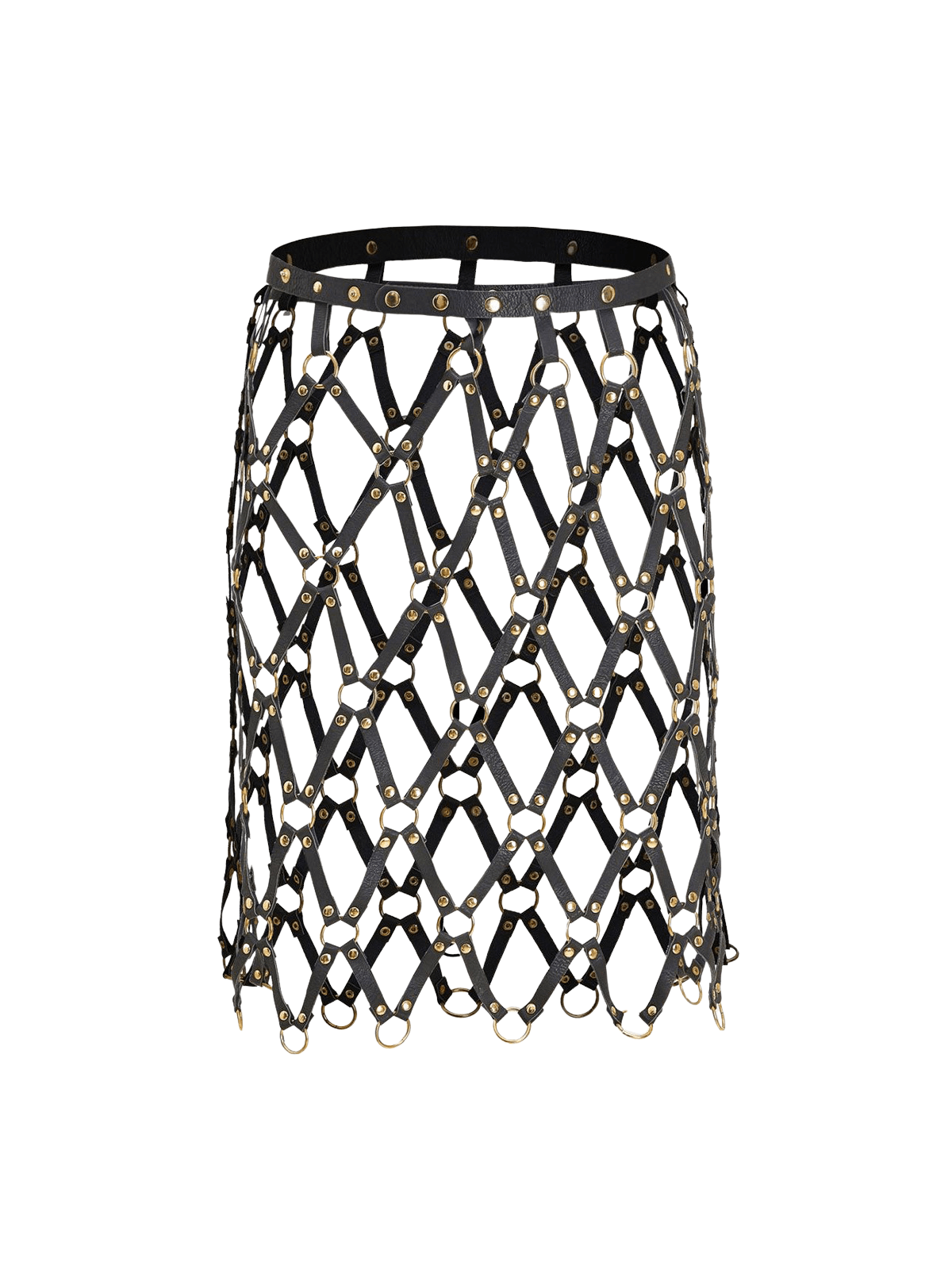 Frederick Rivet Hollow Leather Belt in black, a stylish accessory for festivals and daily wear.