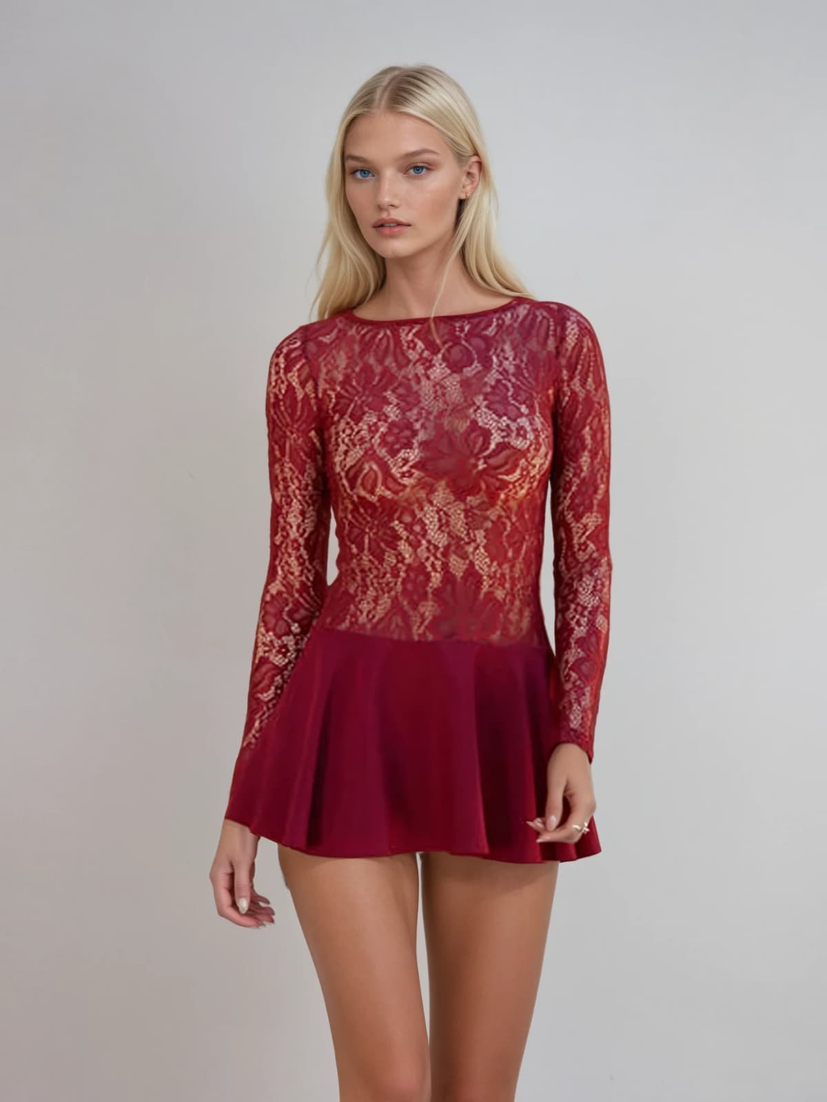 Frostelle Lace Satin Mini Dress