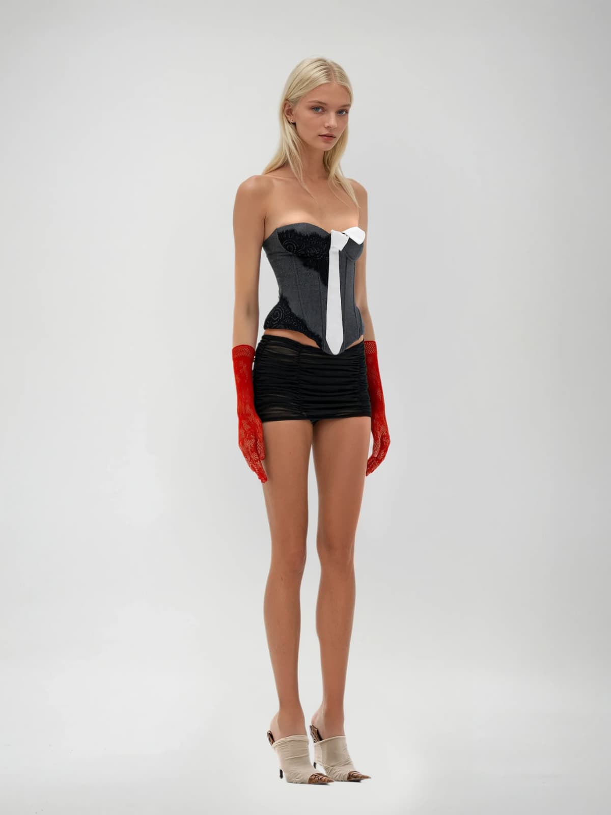 Fumara Strapless Lace Up Top