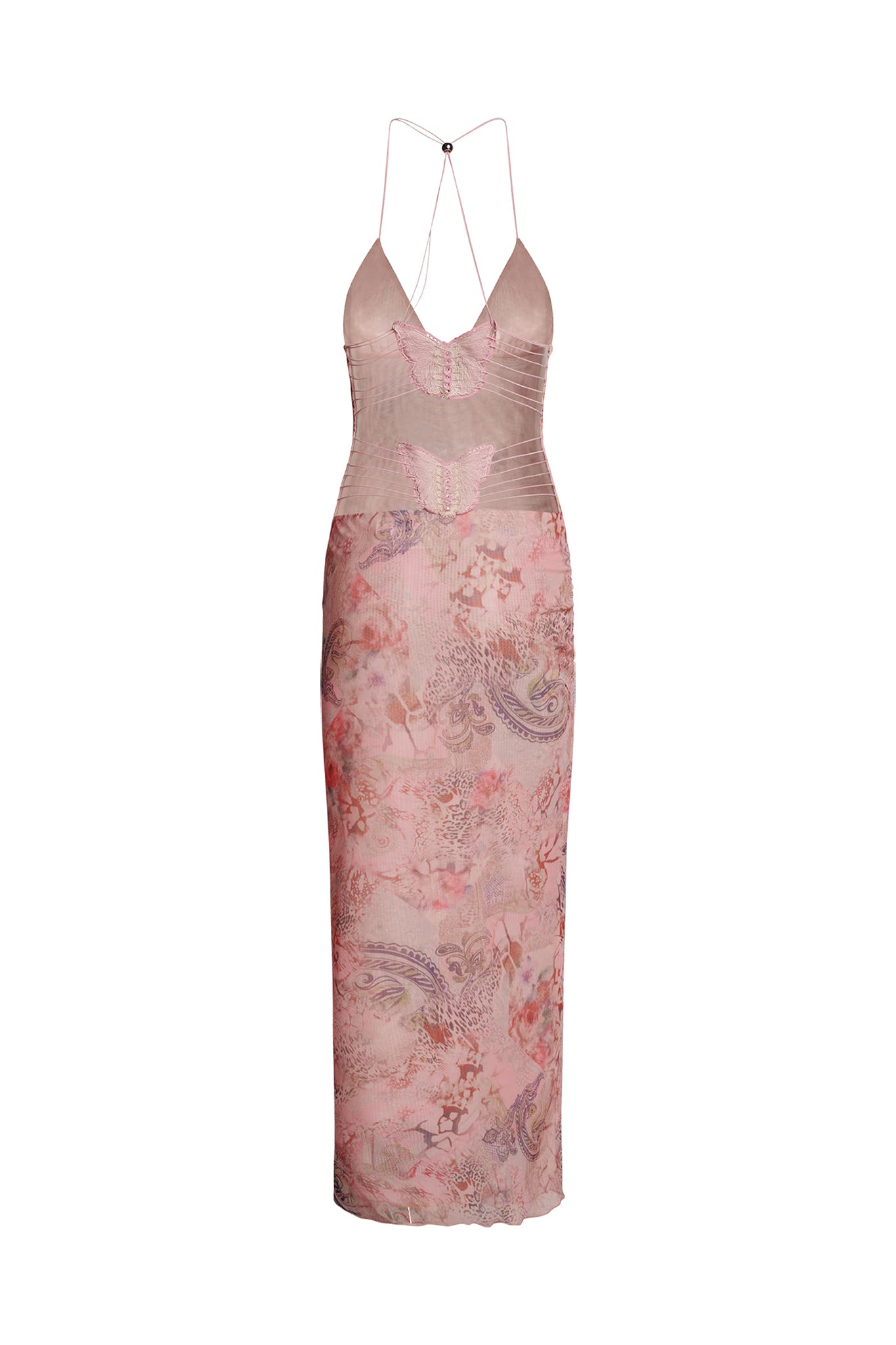 Spaghetti Straps Butterfly Backless Dress