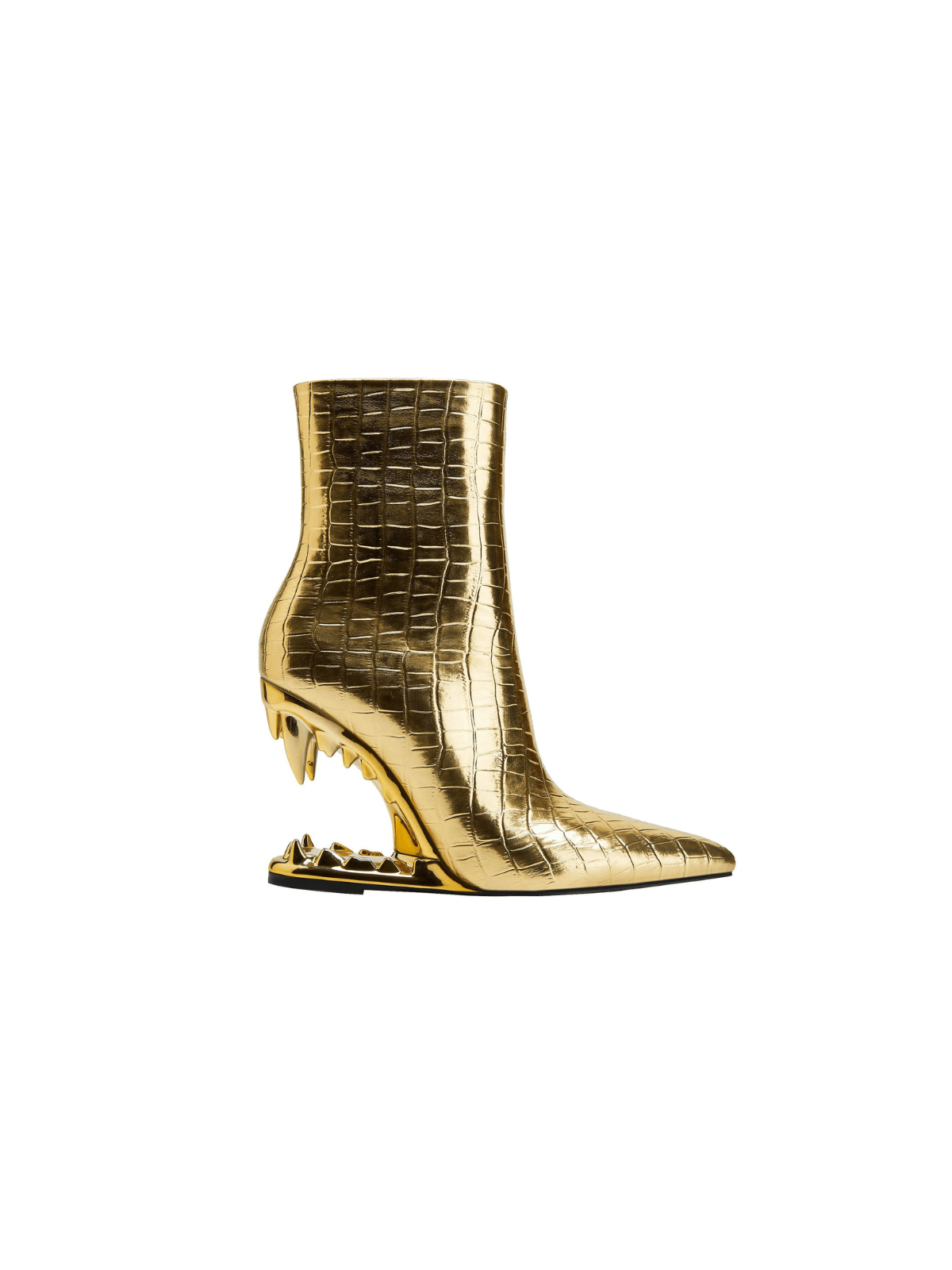 Gale Tiger Tooth Cutout Boots in Gold featuring a unique design and soft leather for a stylish footwear option.