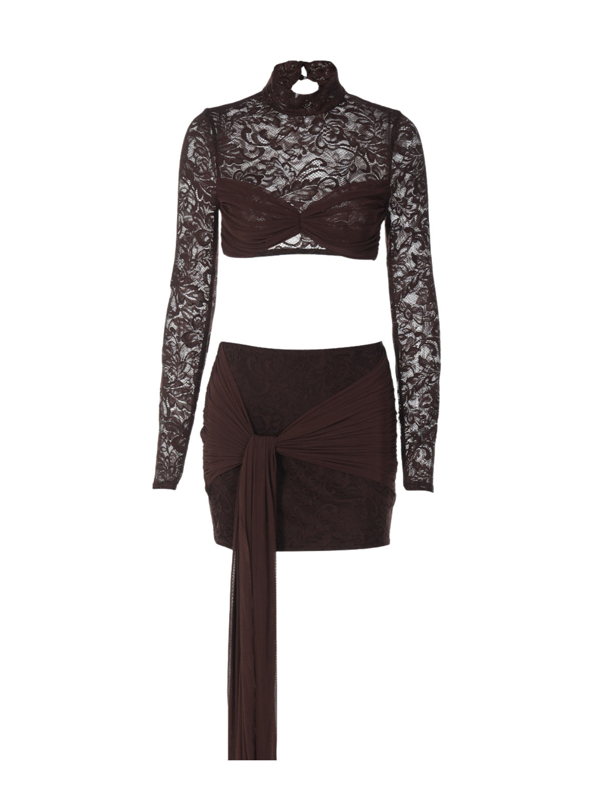 Geodara Lace Twisted Skirt Set