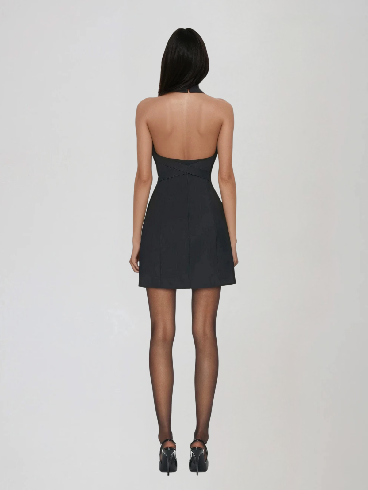 Geodrina Halterneck Tie Up Blazer Mini Dress