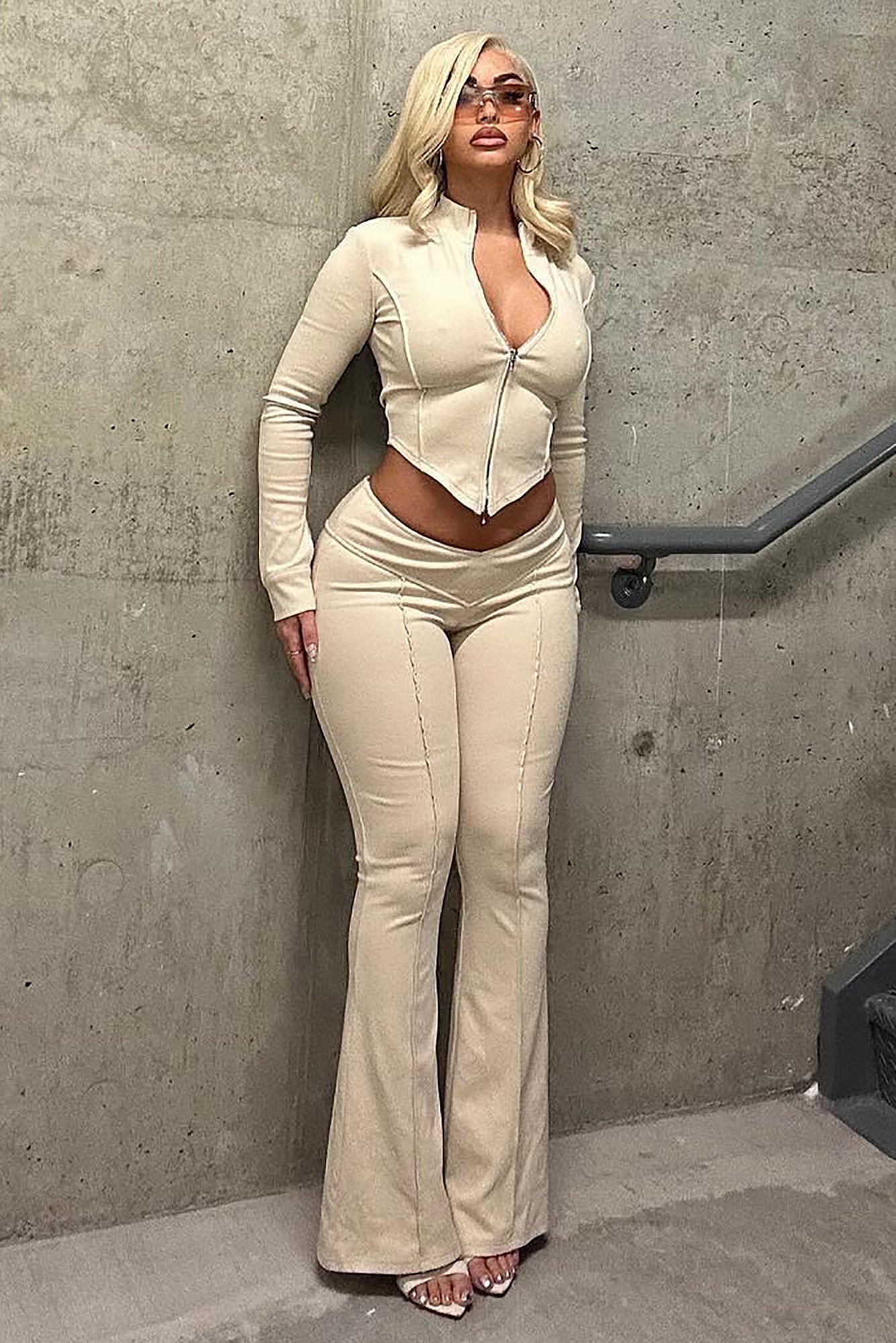 High Waist Bootcut Pants Two-piece Set