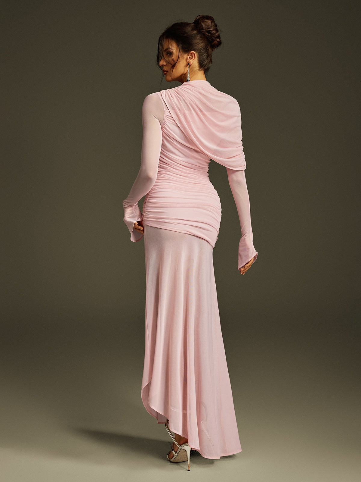 Glacian Long Sleeve Mesh Maxi Dress