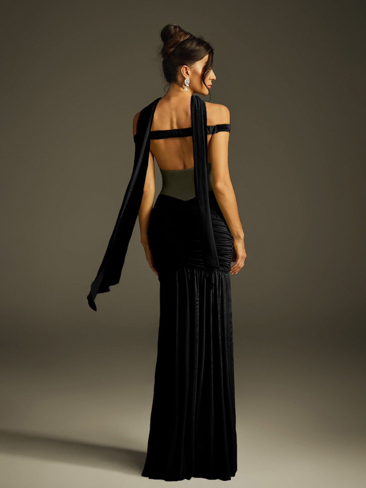 Gryixel Halterneck Ruched Maxi Dress In Black