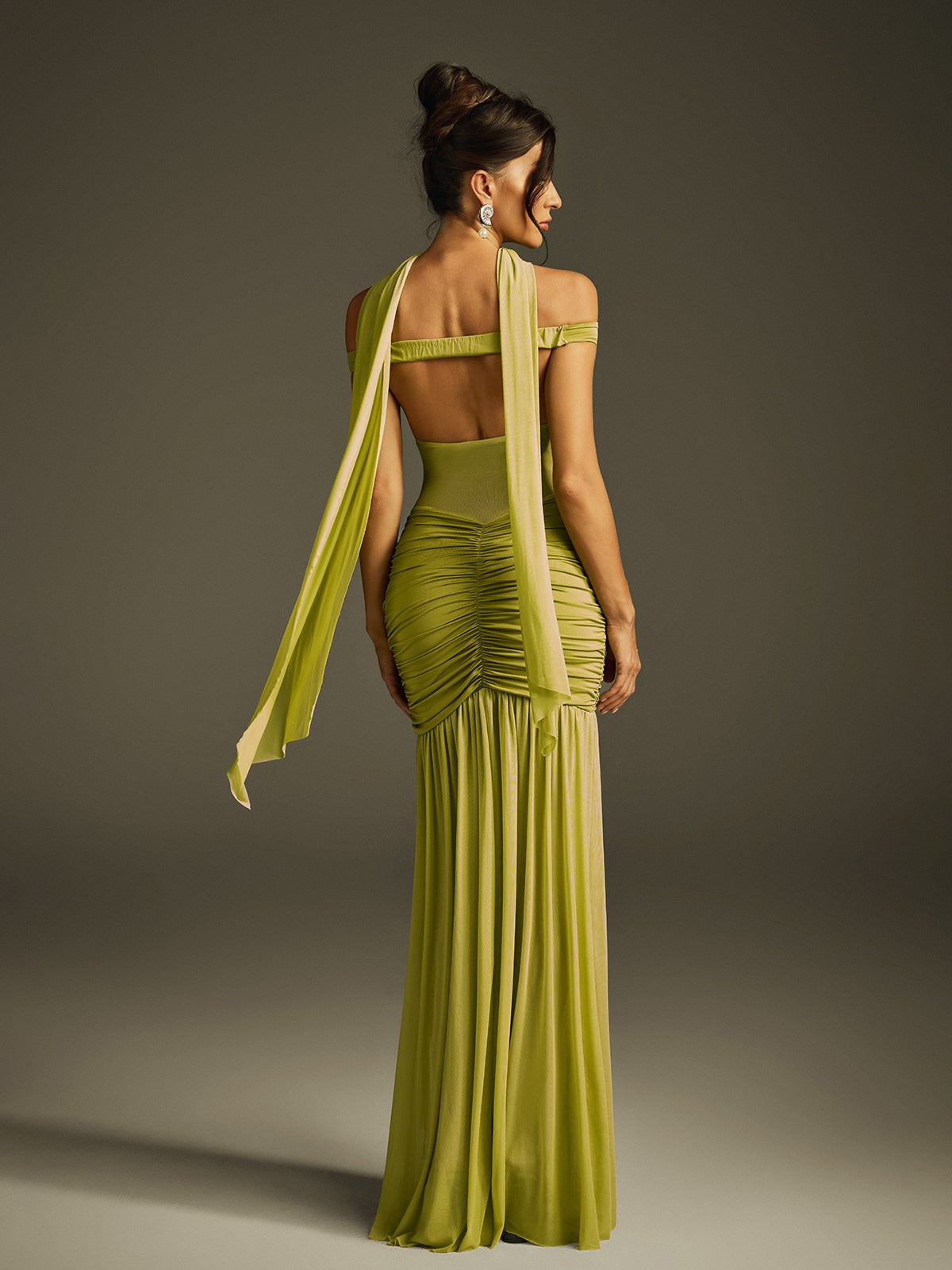 Gryixel Halterneck Ruched Maxi Dress