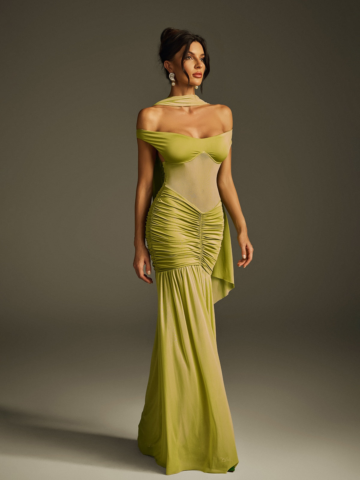 Gryixel Halterneck Ruched Maxi Dress