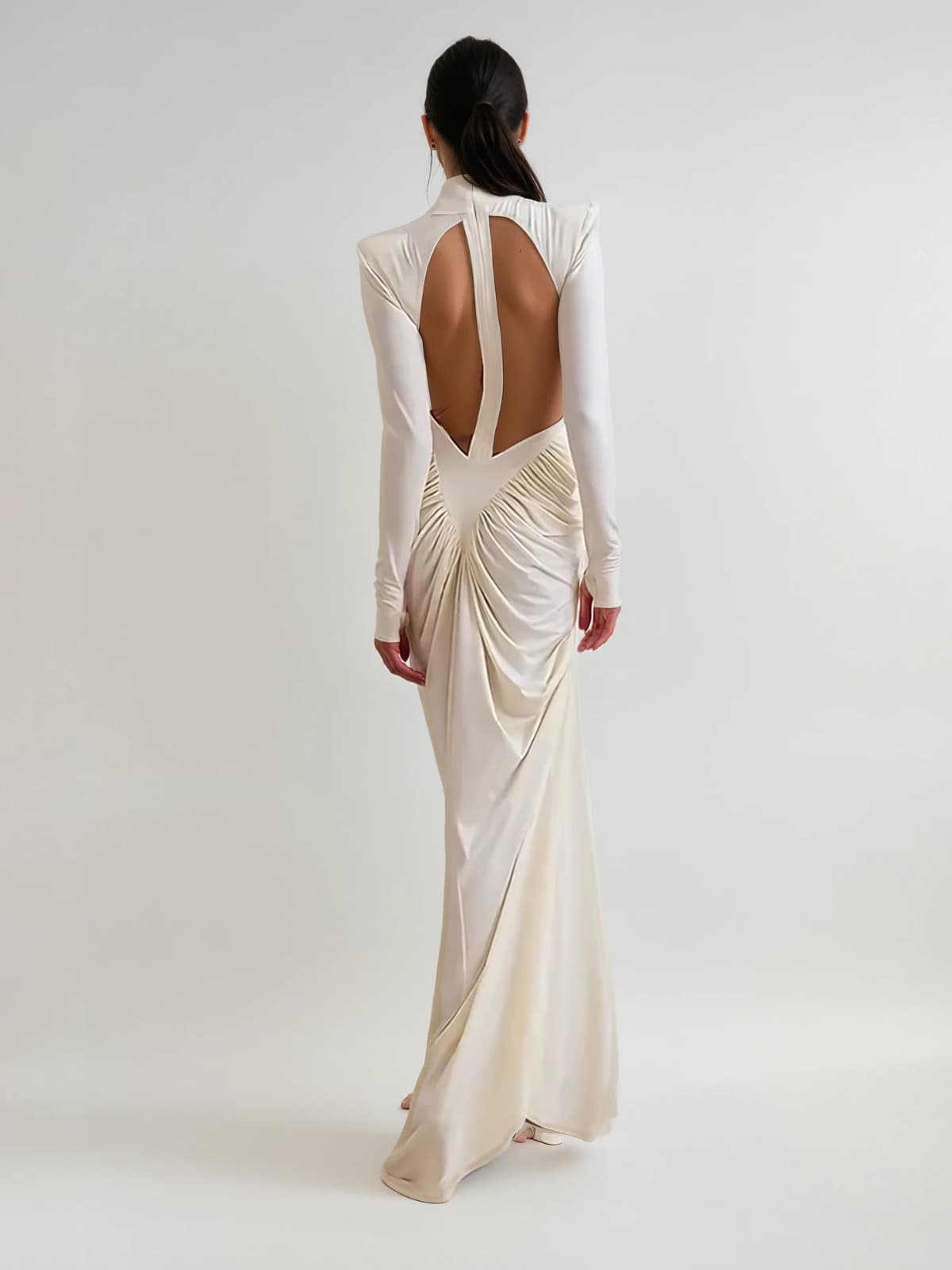 Gwydion High Neck Ruched Maxi Dress