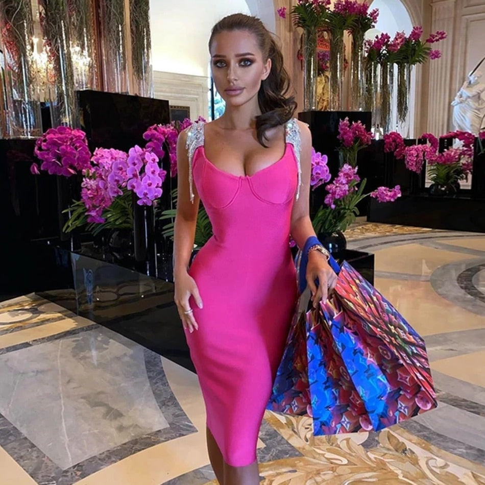 Bandage Tassels And Diamonds party Dress