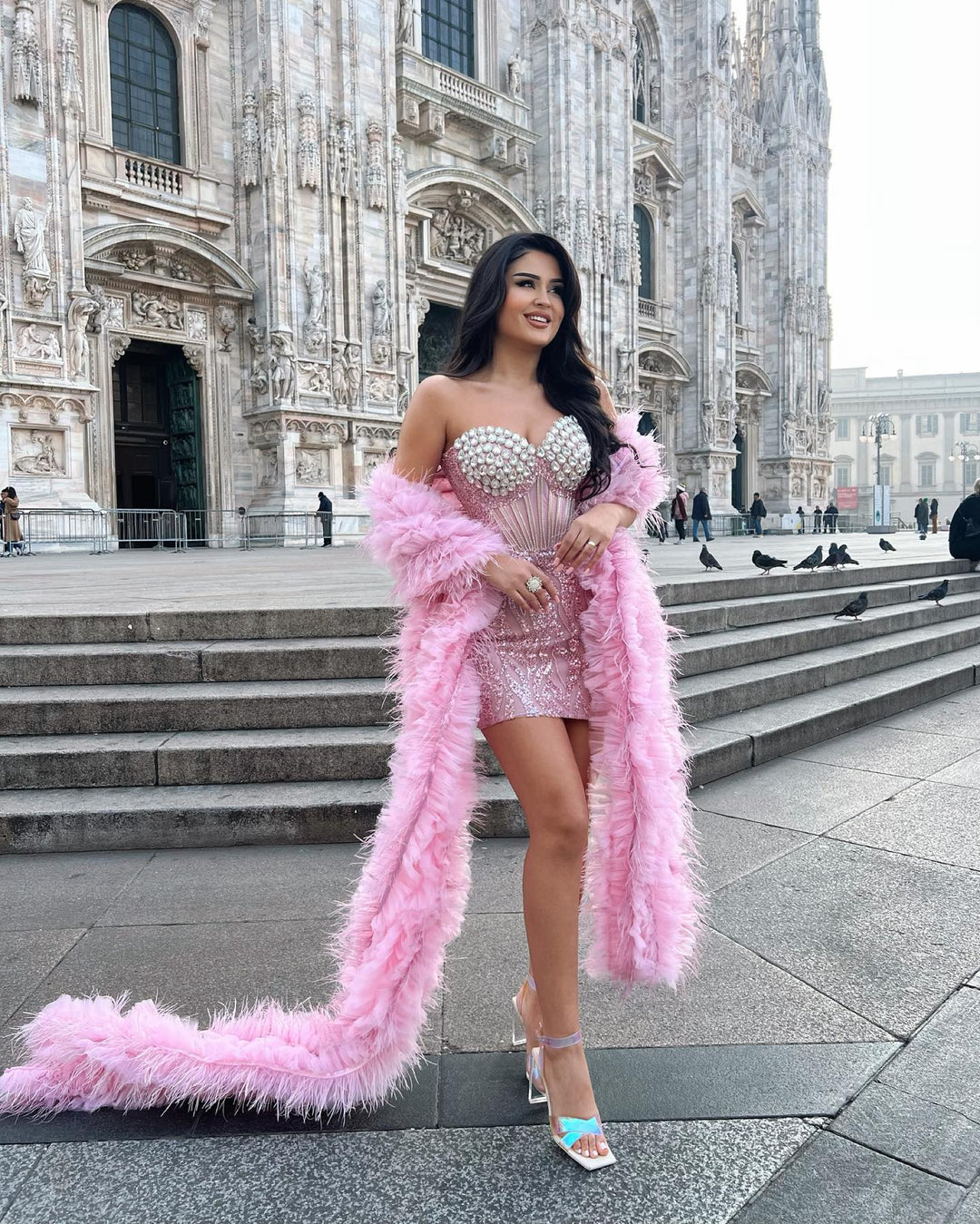 Allure Corset Rhinestone Sequined Embroidered Dress