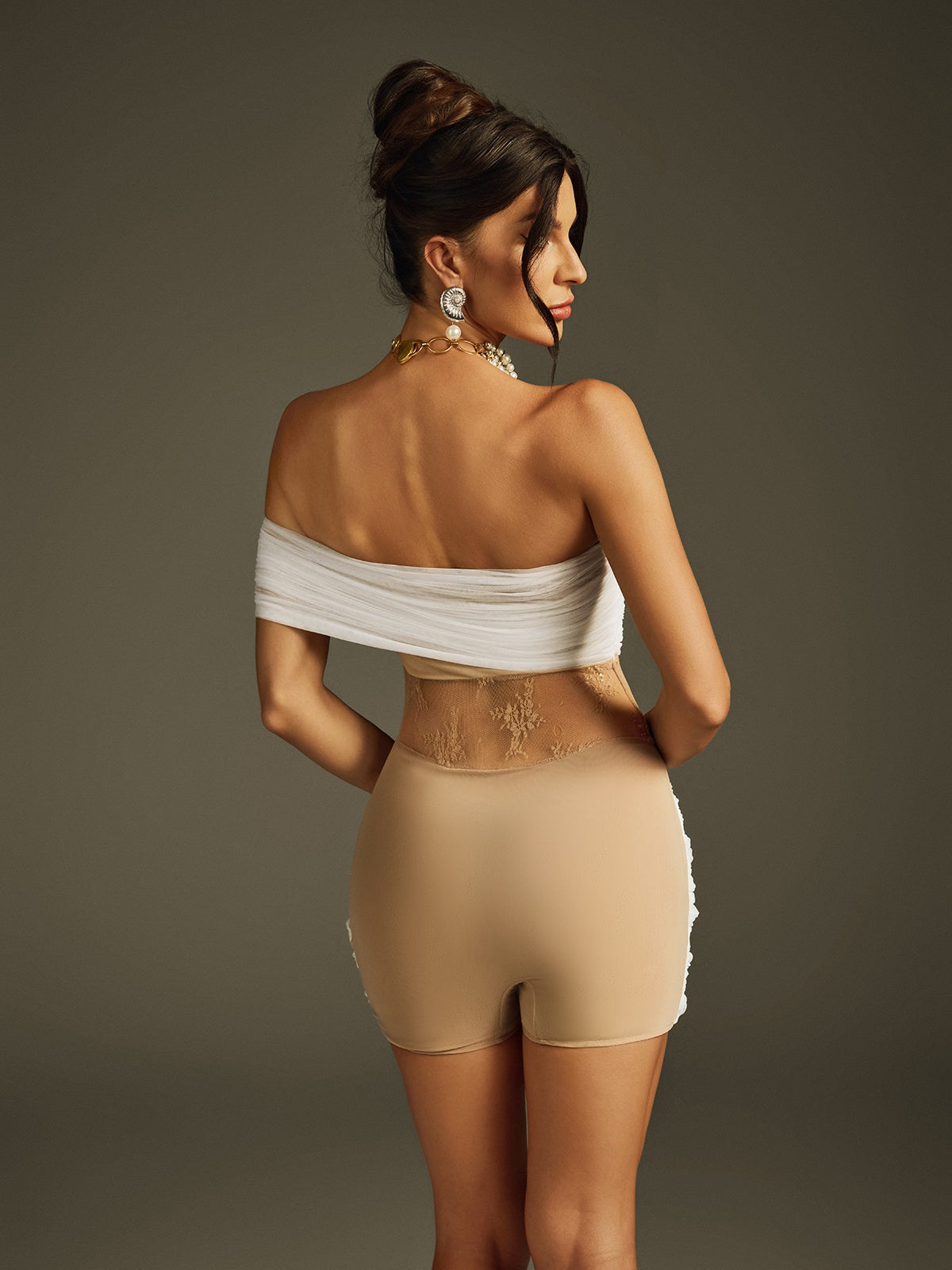 Haelon Strapless Lace Mesh Romper