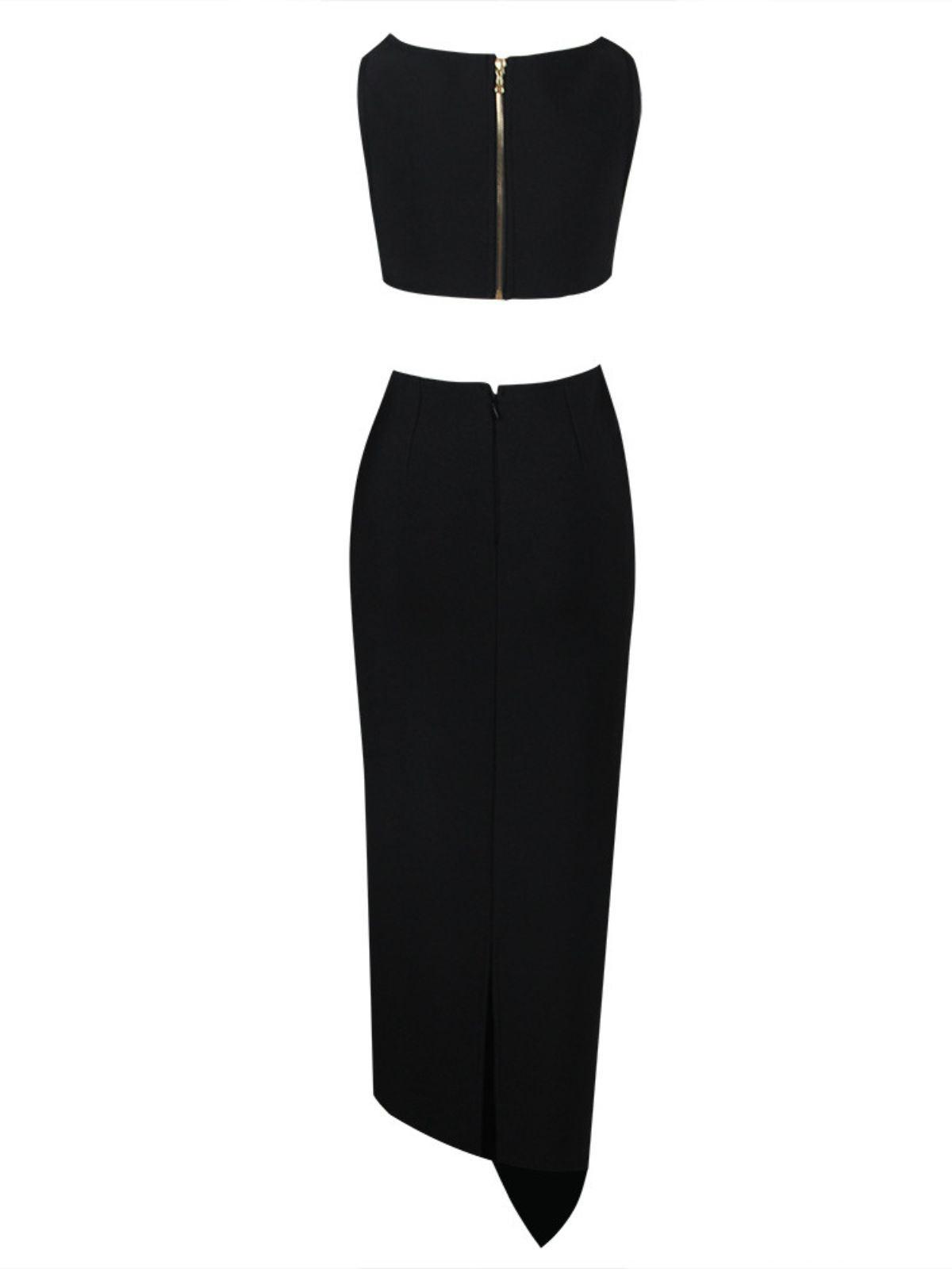 Hedwig Cutout Bandage Set in Black - a stylish maxi dress with elegant cutout design and comfortable fit, perfect for evening wear.