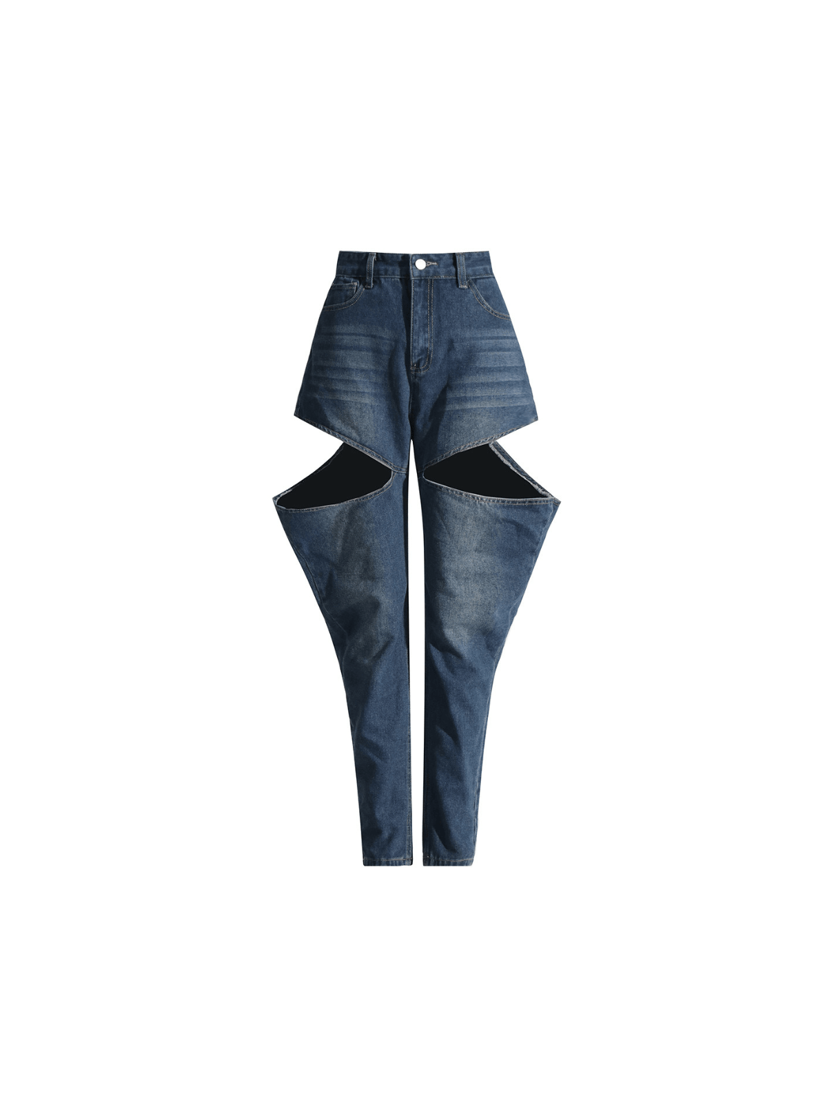 Hephzibah Button Cutout Denim Pants Set featuring stylish cutouts and a comfortable fit, ideal for fashionable casual looks.