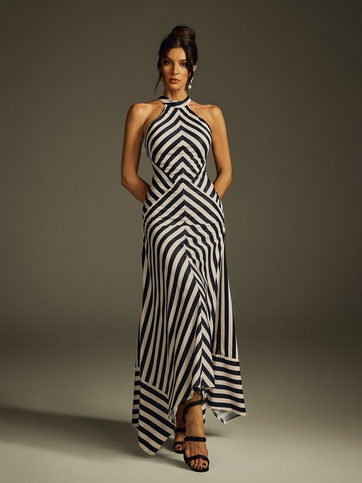 Heyra Halterneck Stripe Maxi Dress
