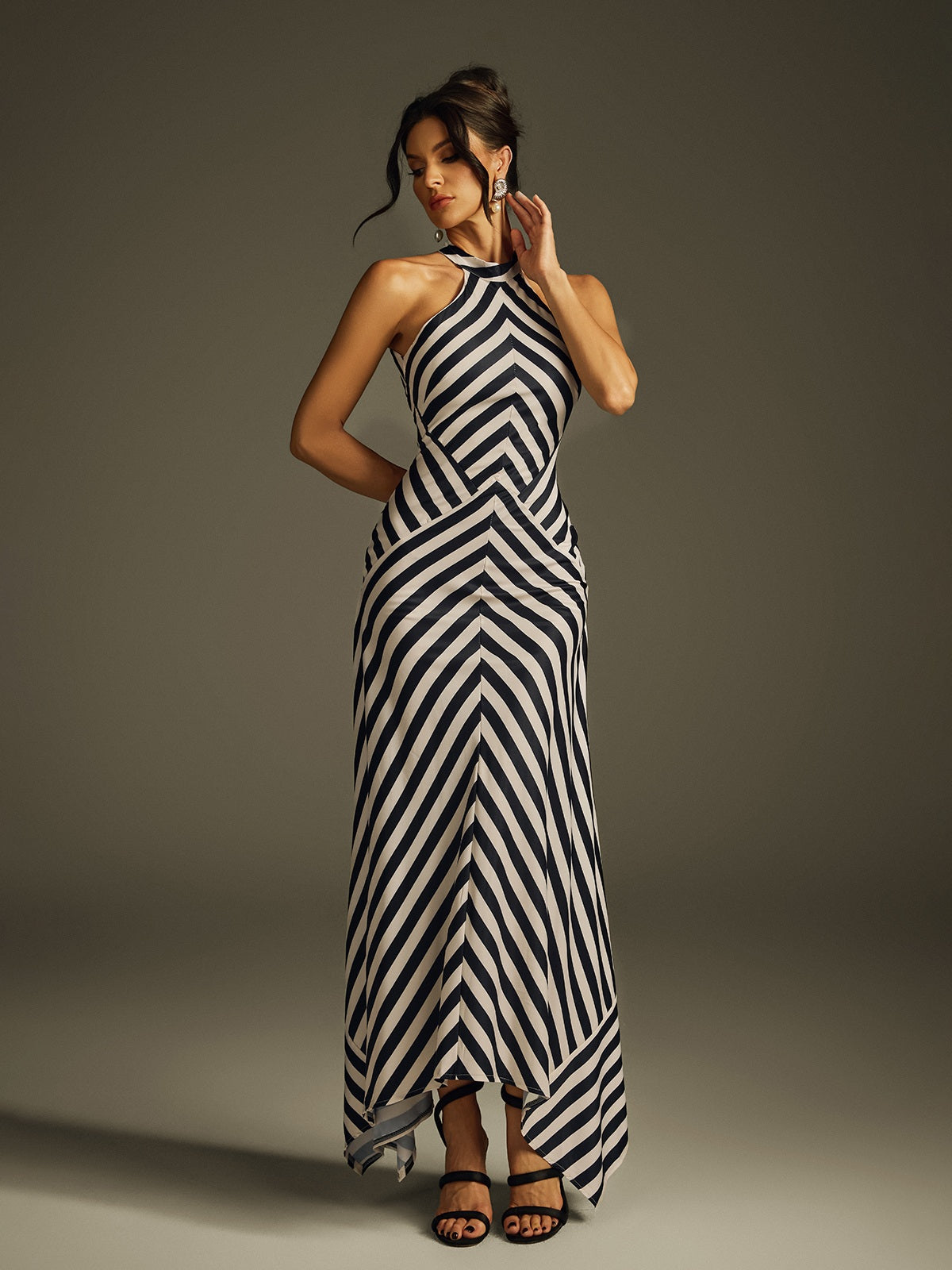 Heyra Halterneck Stripe Maxi Dress