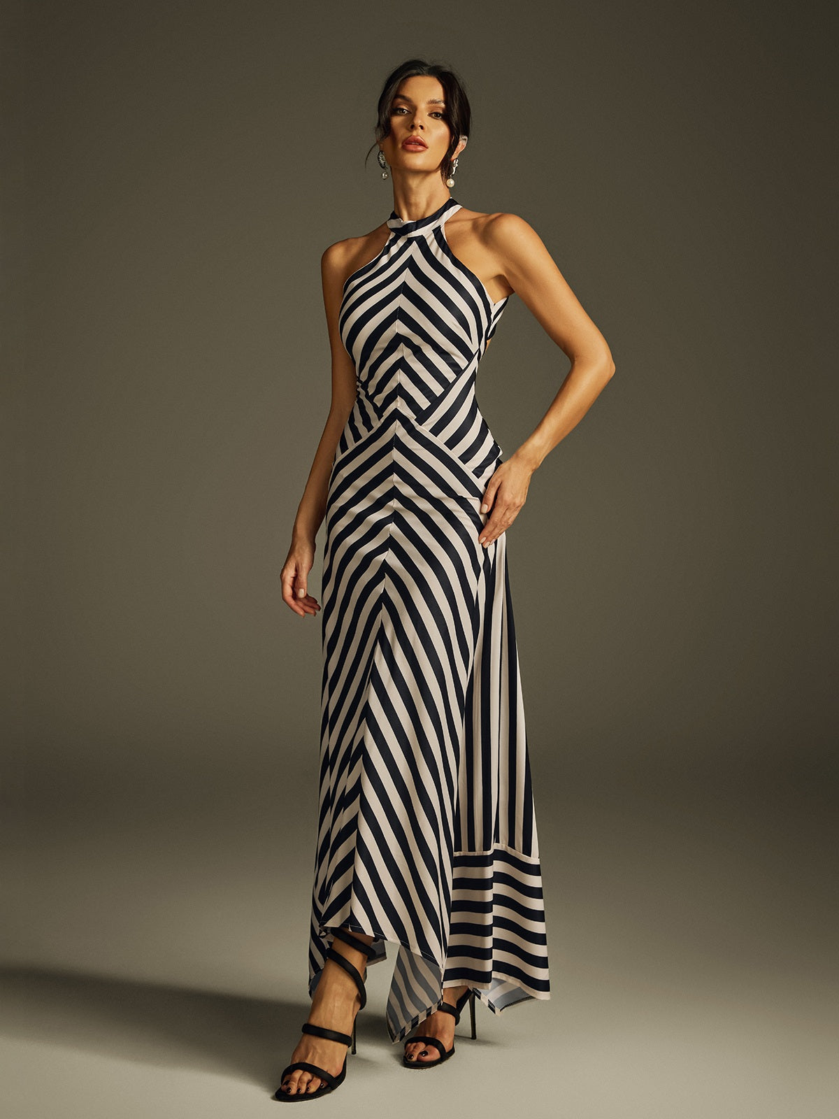 Heyra Halterneck Stripe Maxi Dress