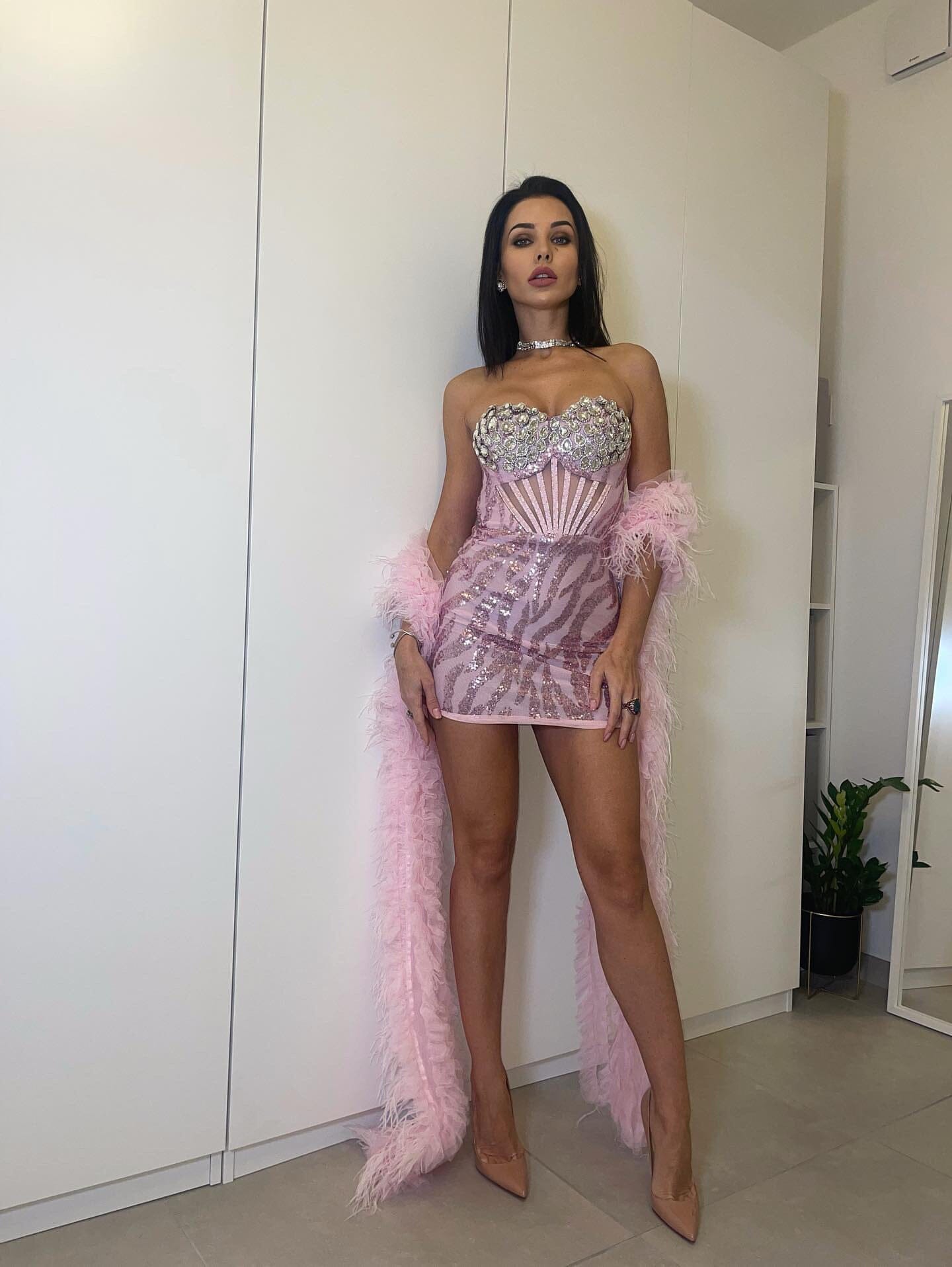 Allure Corset Rhinestone Sequined Embroidered Dress