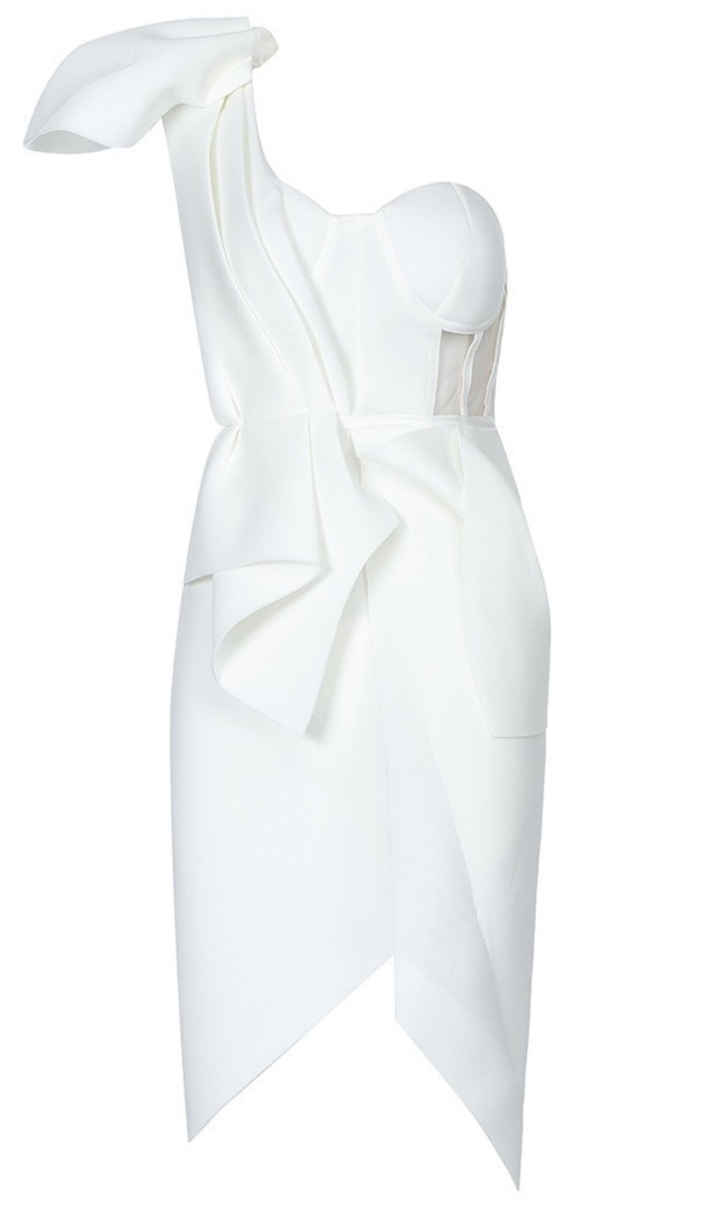 Irregular one-shoulder bow knot Midi Dress