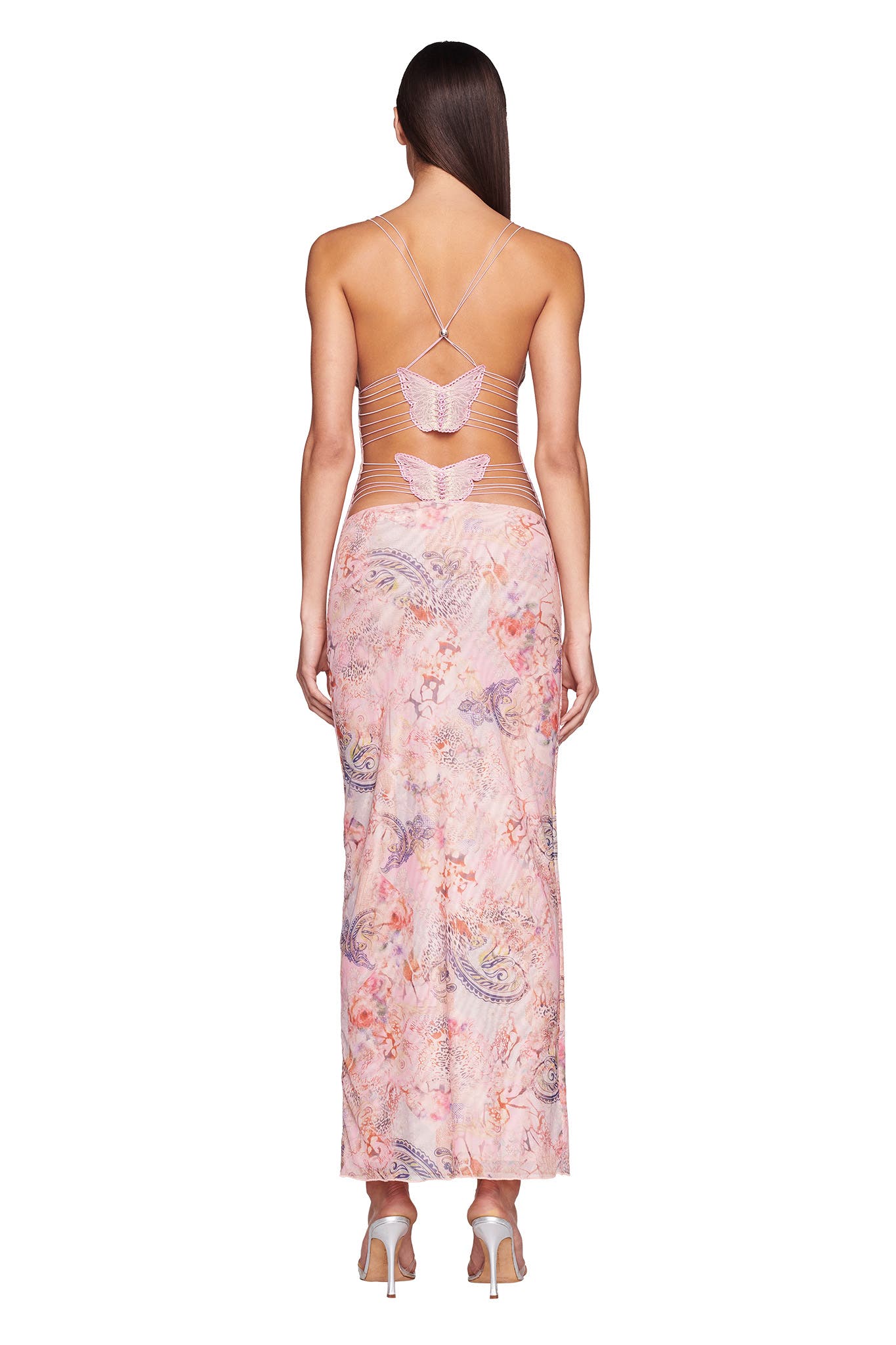 Spaghetti Straps Butterfly Backless Dress