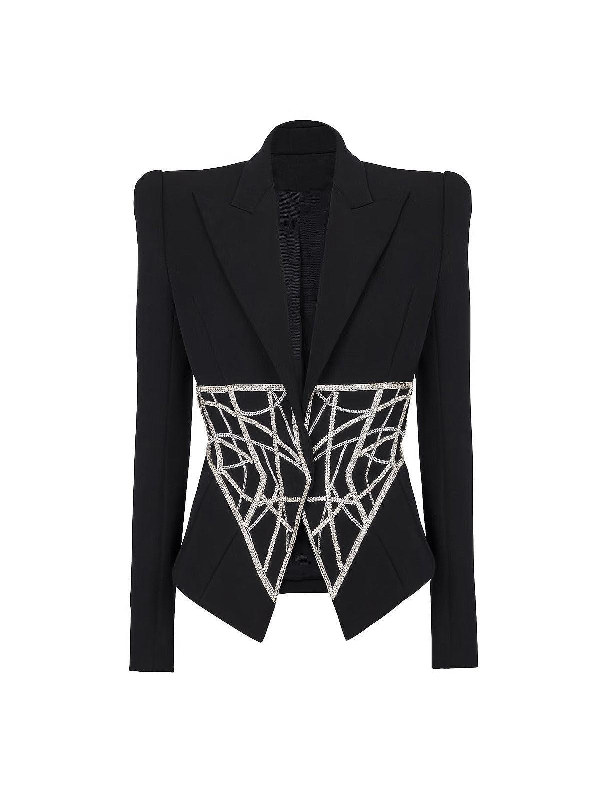 Igor Long Sleeve Embellished Blazer in black with crystal beadwork, ideal for stylish office and evening wear.