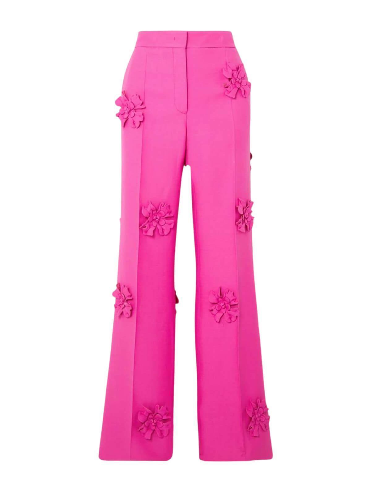 Indiana Floral Embellished Blazer Set in Hot Pink, featuring a tailored design, elegant floral embellishments, ideal for stylish evening wear.