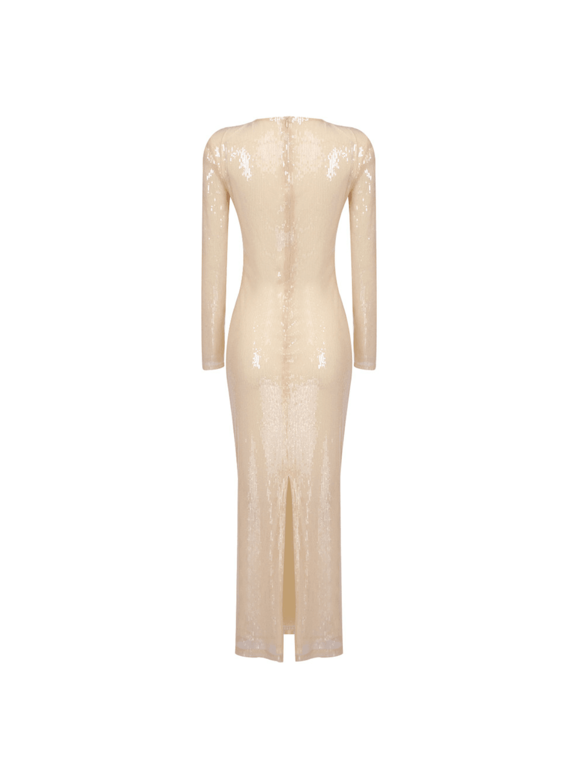 Isak Long Sleeve Flower Cutout Sequin Dress in Apricot, featuring intricate sequins and a floral design for an elegant cocktail look.